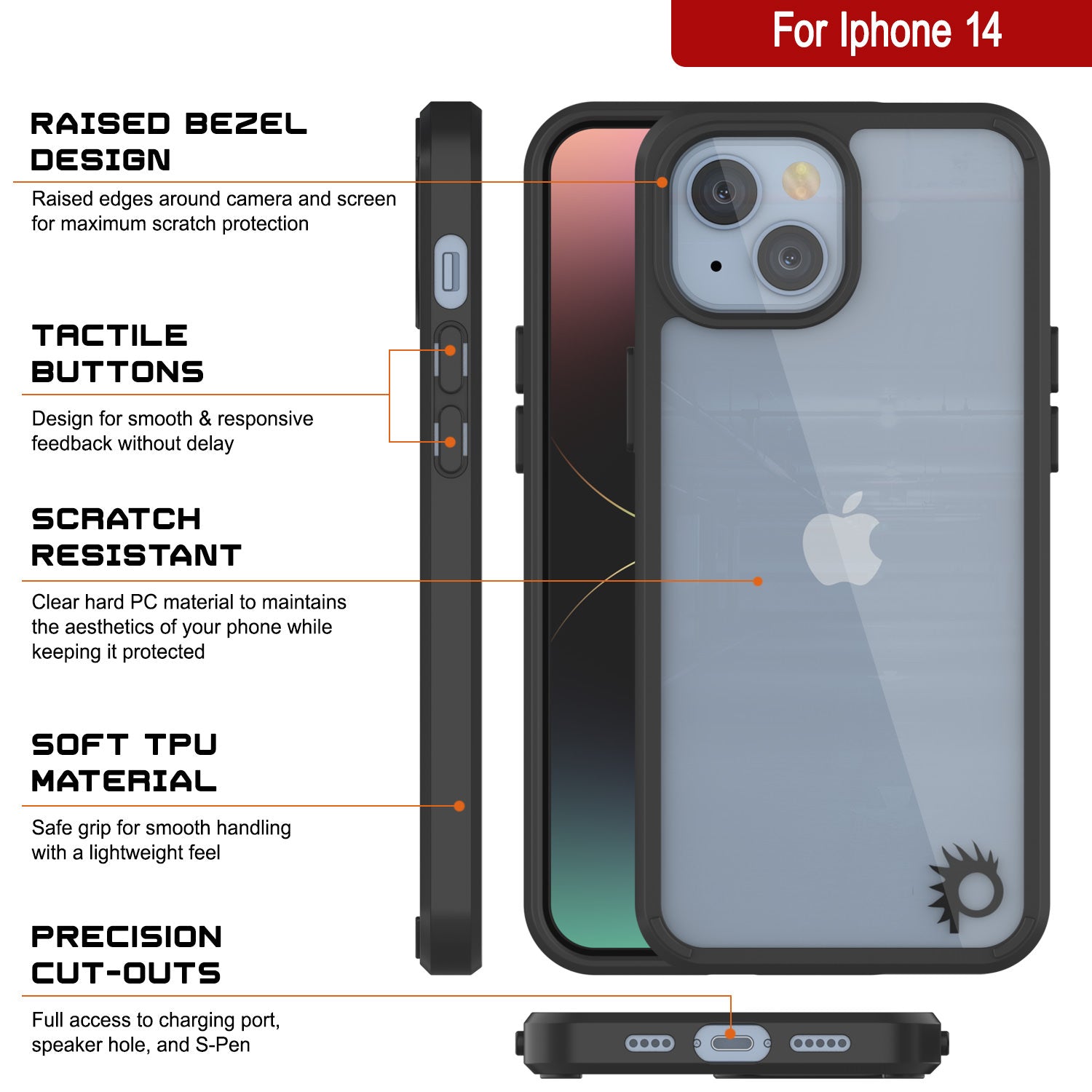 Capa iPhone 14 Punkcase® LUCID 2.0 Série Clear com Protetor de Tela PUNK SHIELD | Ajuste Ultra