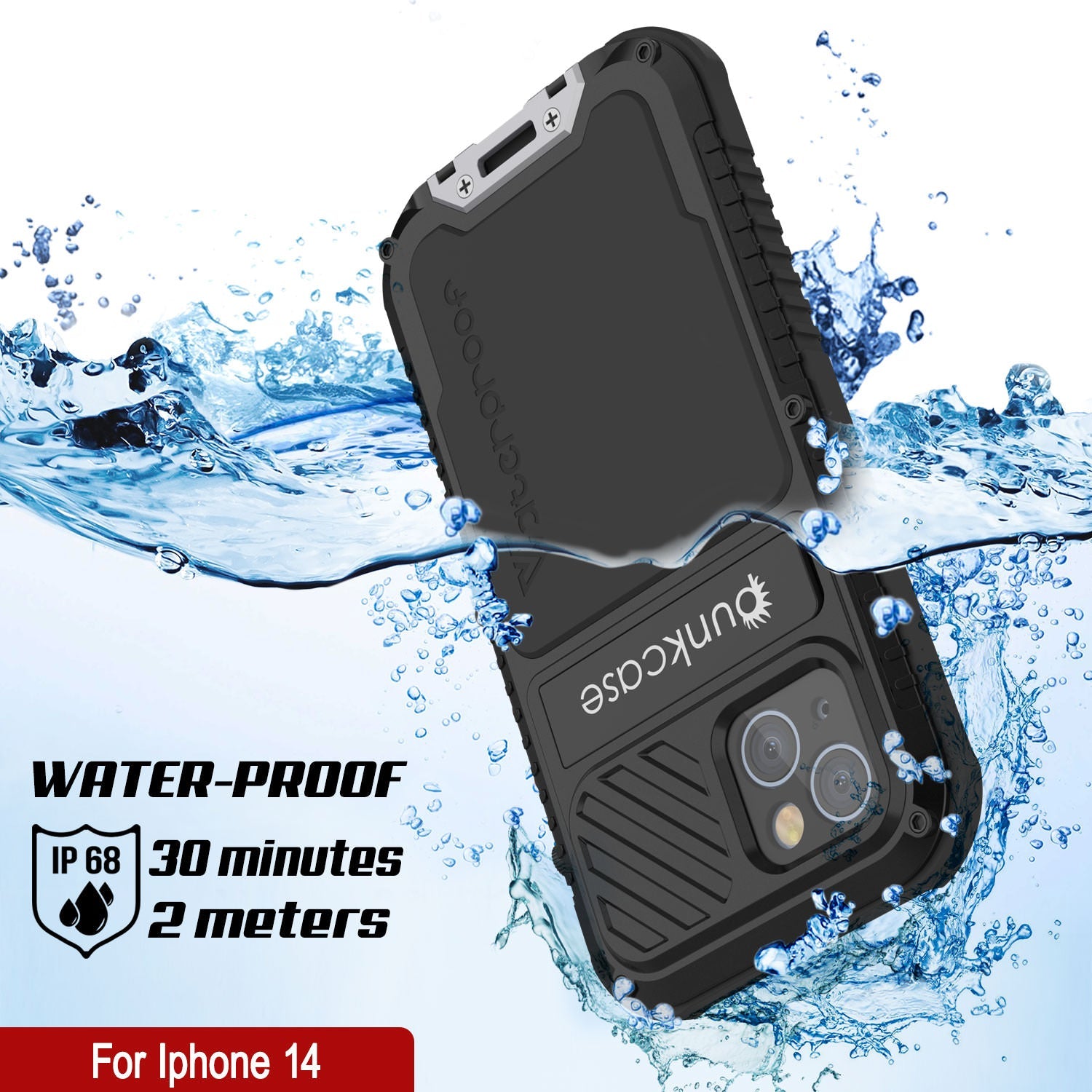 Capa iPhone 14 Metal Extreme 3.0, Capa de Armadura Militar Resistente [à prova de choque] à Prova d'Água em Alumínio [Preto]