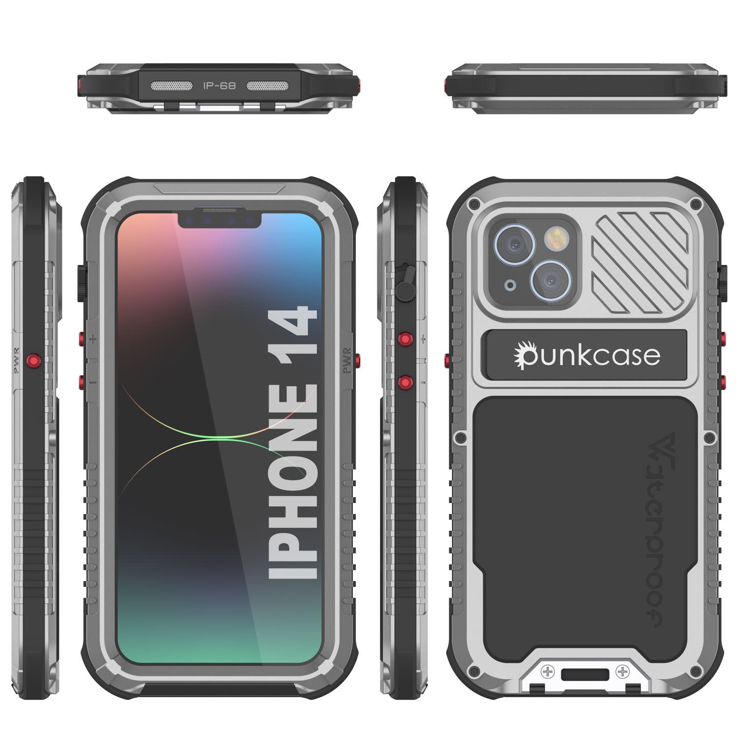 Capa extremamente resistente para iPhone 14 Metal Extreme 3.0, capa de armadura de grau militar resistente, à prova de choque, à prova de água, em alumínio [Prateado]