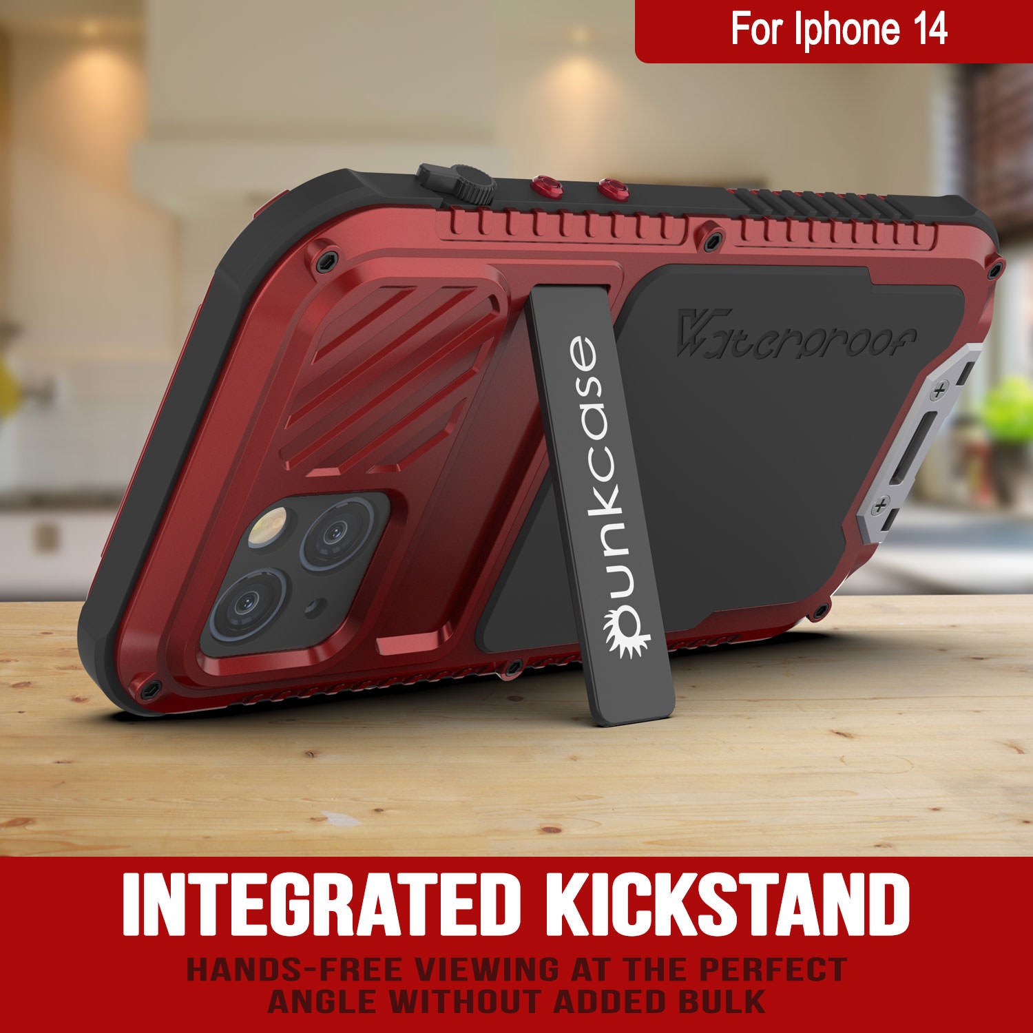 Capa iPhone 14 Metal Extreme 3.0, Resistente Militar de Alta Durabilidade [à prova de choque] Capa de Alumínio à Prova d'Água [Vermelha]