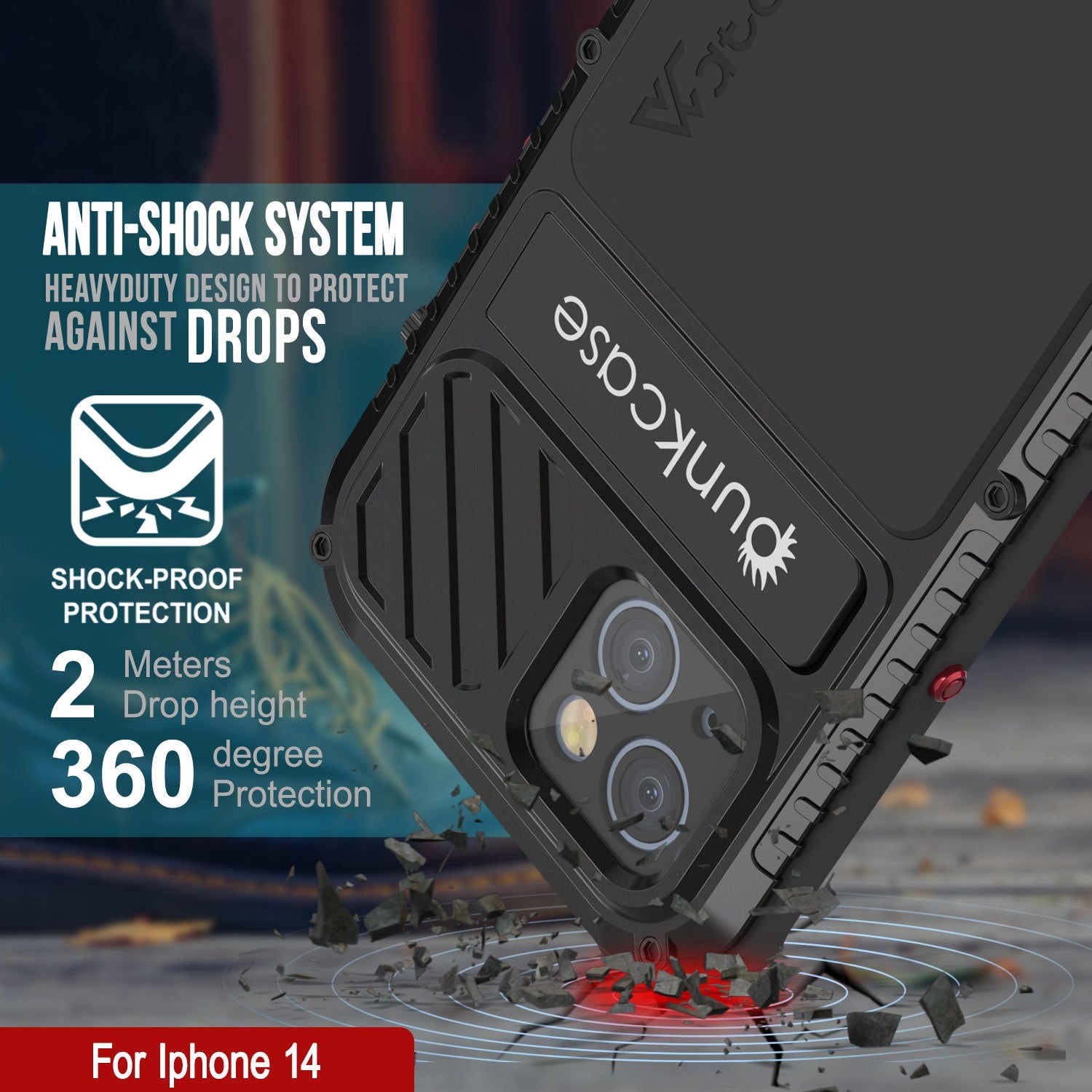 Capa iPhone 14 Metal Extreme 3.0, Capa de Armadura Militar Resistente [à prova de choque] à Prova d'Água em Alumínio [Preto]