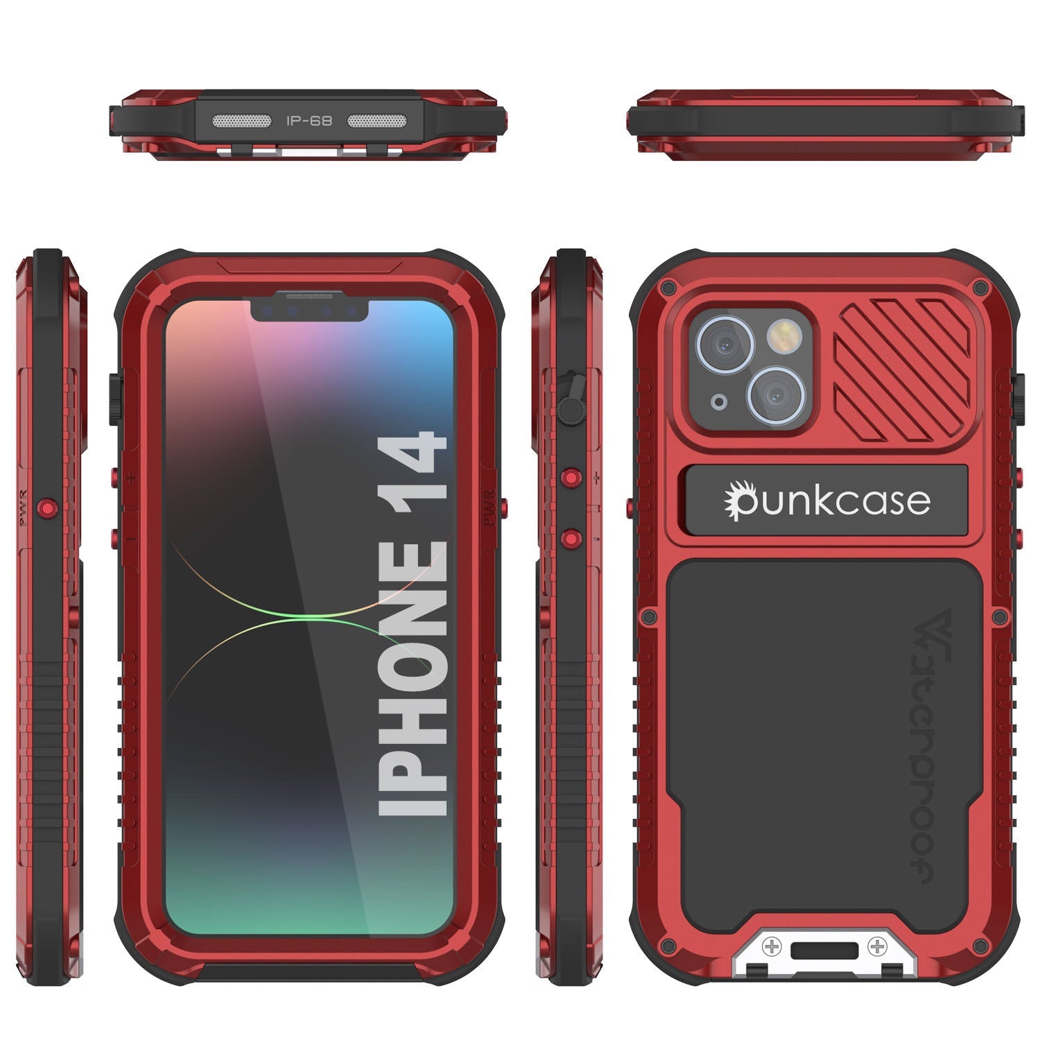 Capa iPhone 14 Metal Extreme 3.0, Resistente Militar de Alta Durabilidade [à prova de choque] Capa de Alumínio à Prova d'Água [Vermelha]