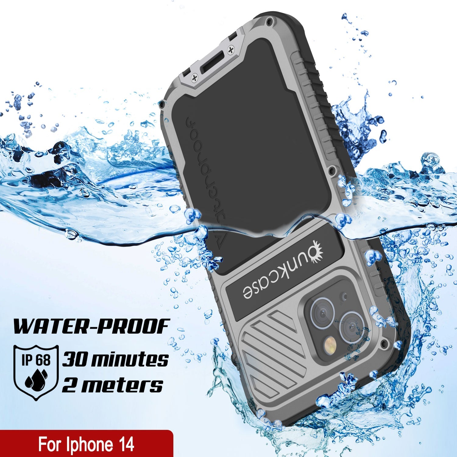 Capa extremamente resistente para iPhone 14 Metal Extreme 3.0, capa de armadura de grau militar resistente, à prova de choque, à prova de água, em alumínio [Prateado]