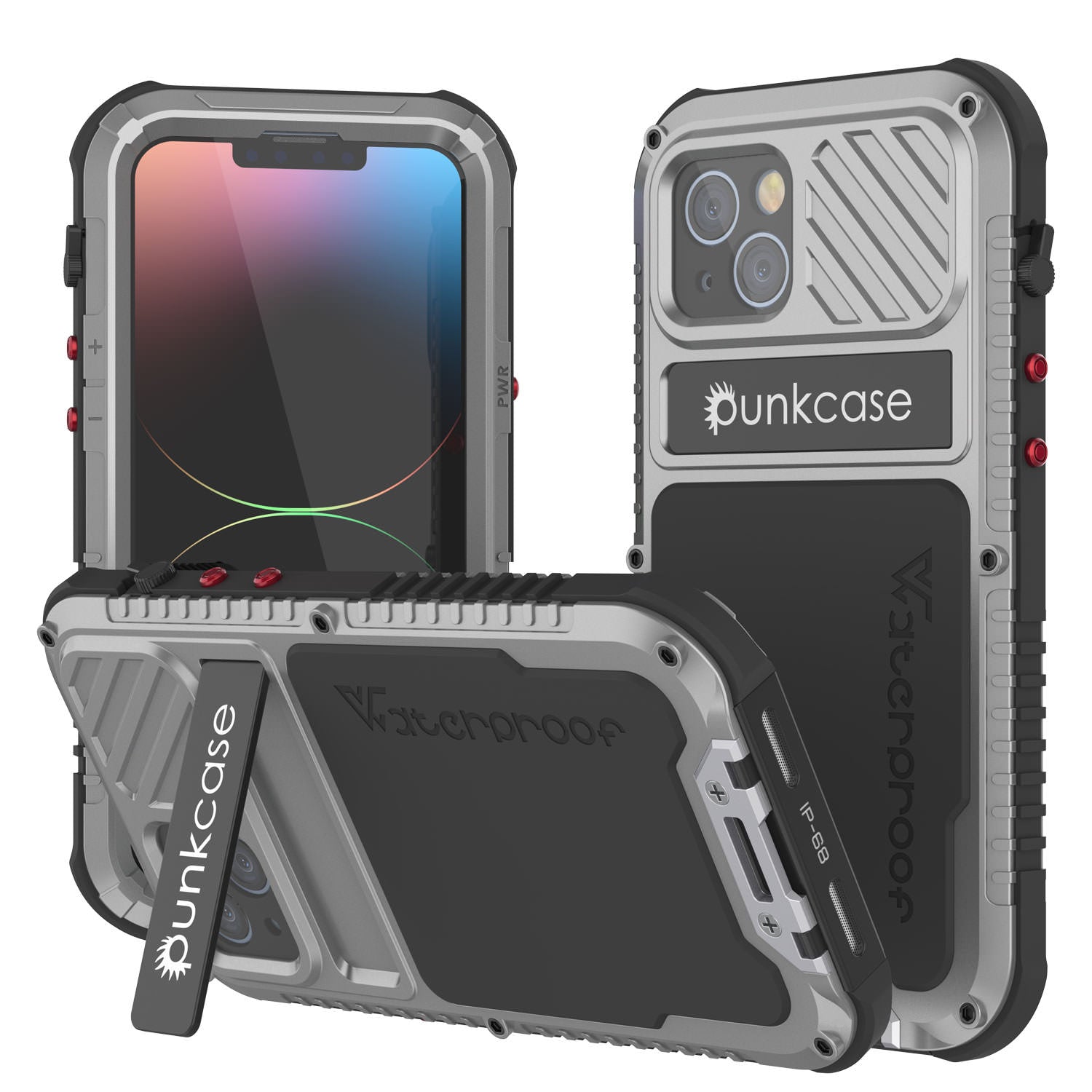 Capa extremamente resistente para iPhone 14 Metal Extreme 3.0, capa de armadura de grau militar resistente, à prova de choque, à prova de água, em alumínio [Prateado]