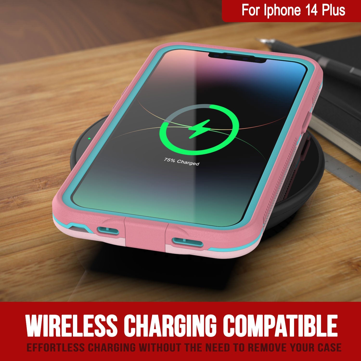 Capa à prova d'água Punkcase iPhone 14 Plus [Série Aqua] Capa protetora [Rosa]