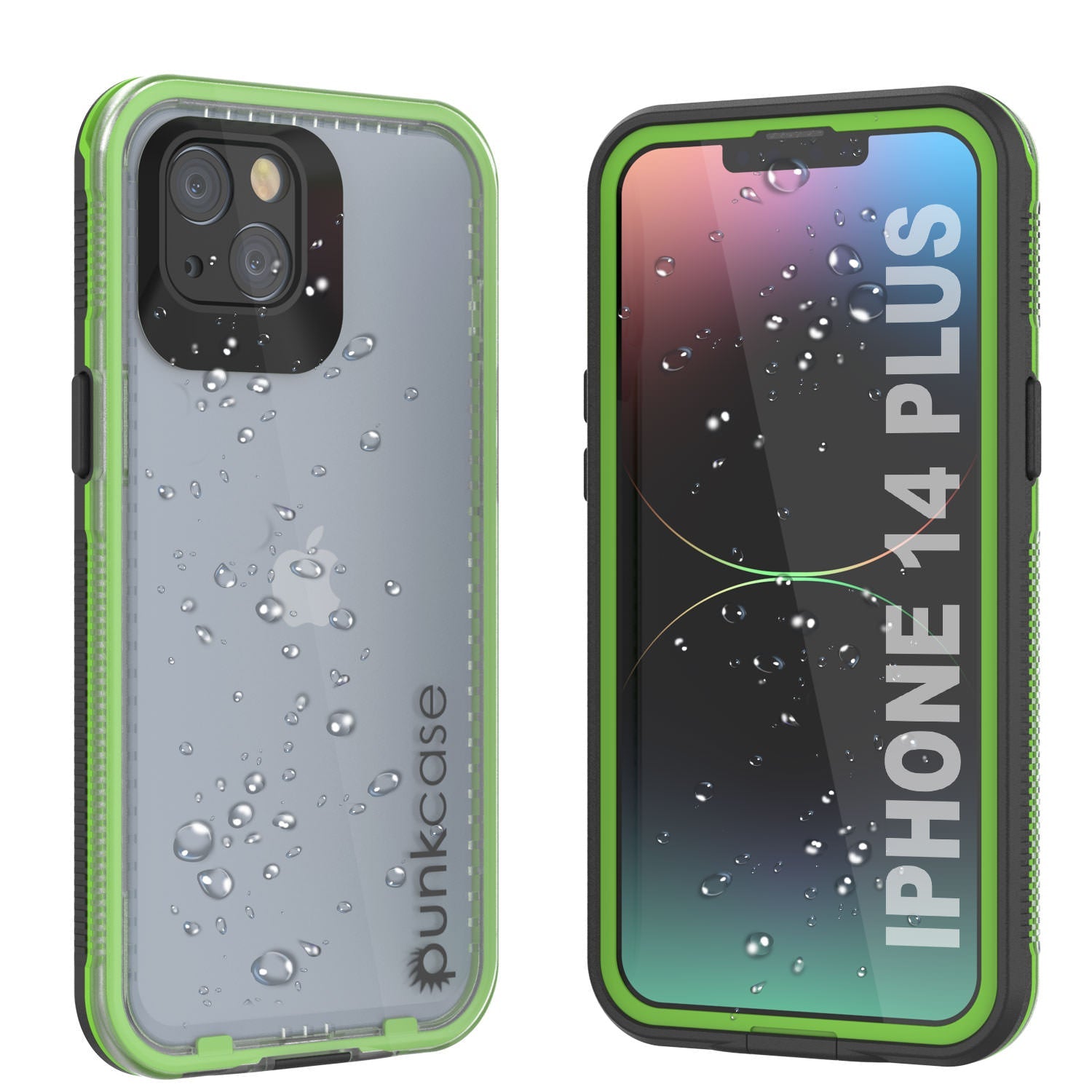 Capa impermeável Punkcase para iPhone 14 Plus [Série Aqua] Capa de armadura [Preto Transparente] [Transparente na parte de trás]
