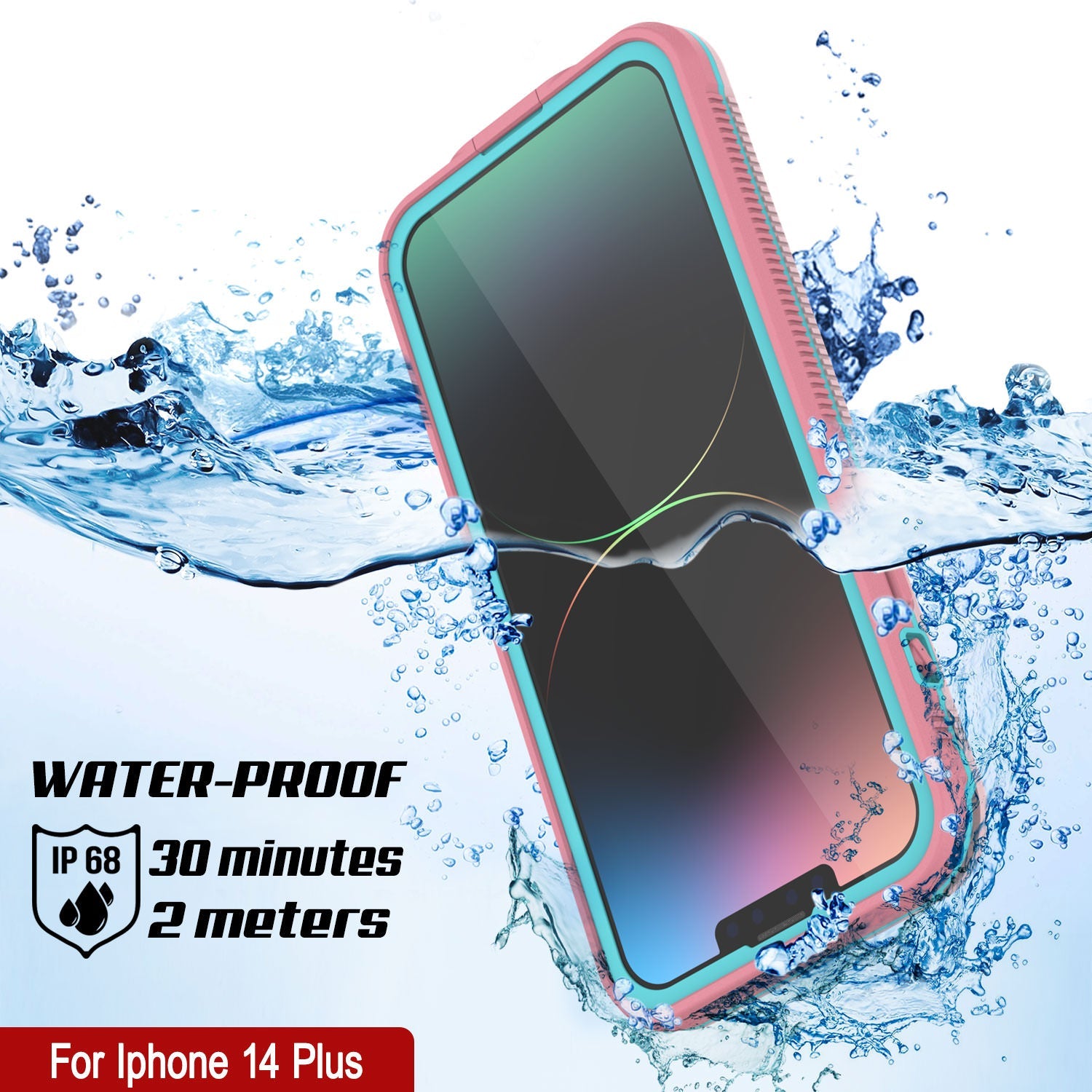 Capa à prova d'água Punkcase iPhone 14 Plus [Série Aqua] Capa protetora [Rosa]
