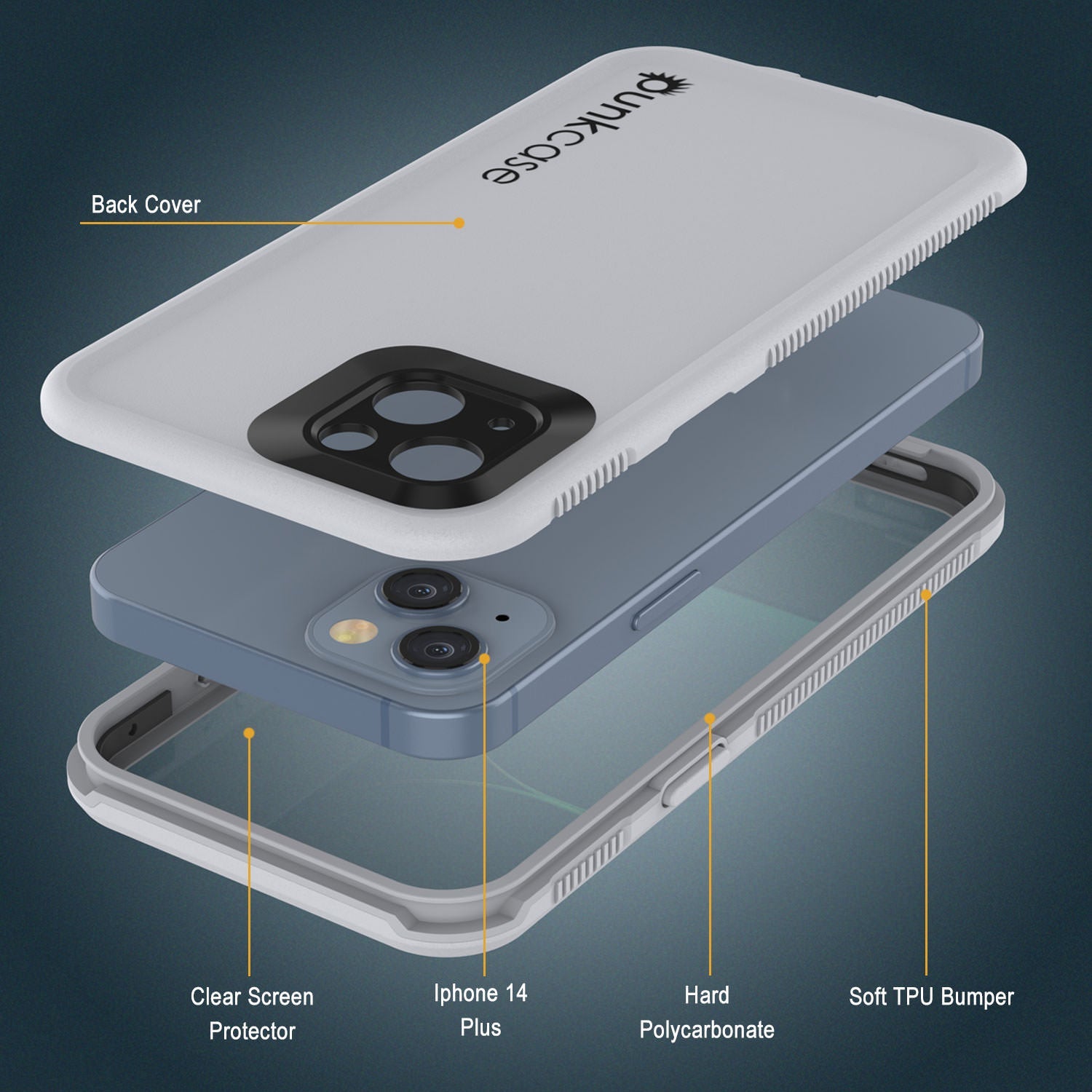 Capa à prova d'água Punkcase iPhone 14 Plus [Série Aqua] Protetora [Branca]