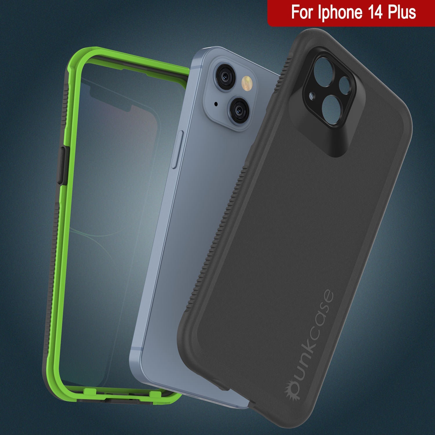 Capa à Prova d'Água Punkcase para iPhone 14 Plus [Série Aqua] Capa de Armadura [Preto-Verde]