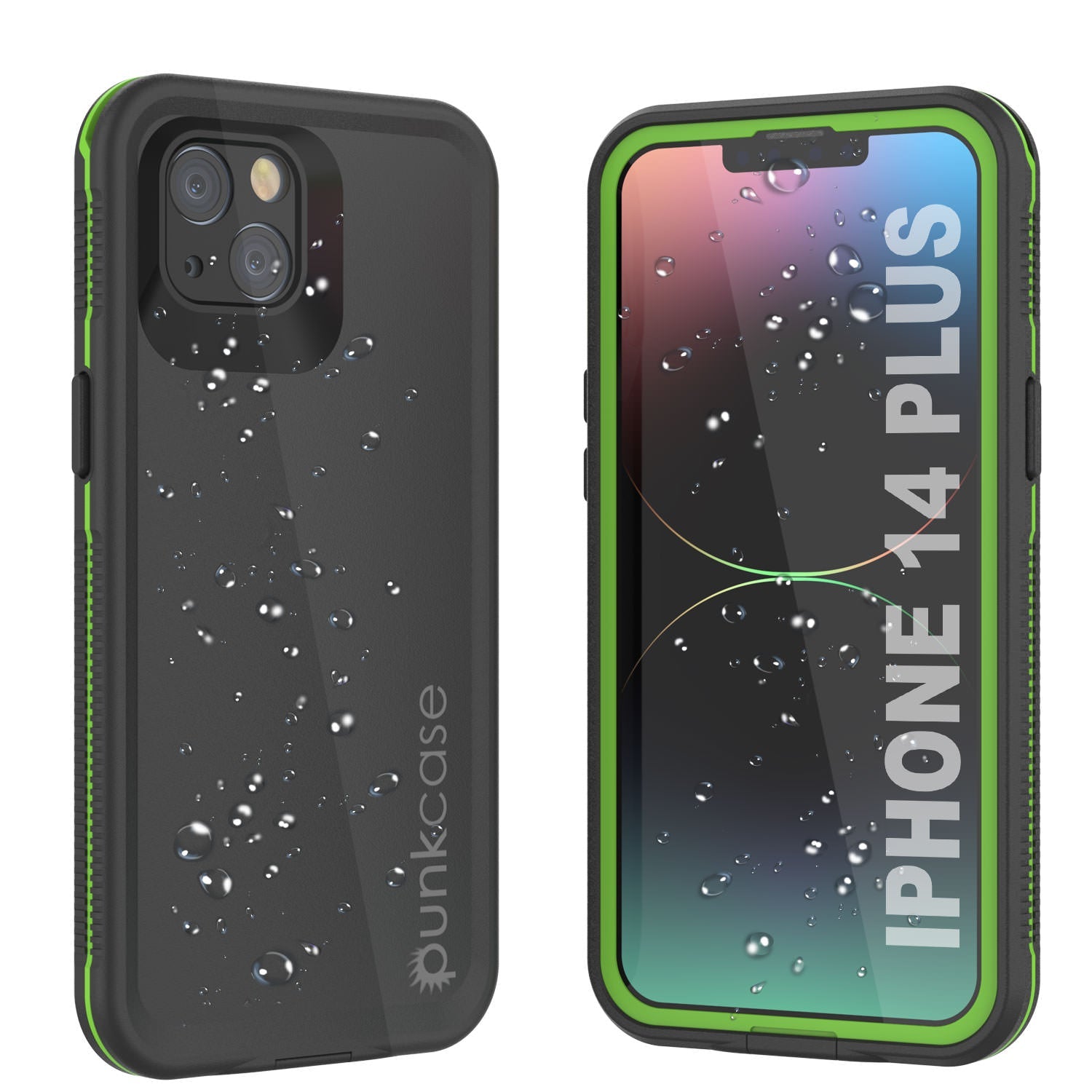 Capa à Prova d'Água Punkcase para iPhone 14 Plus [Série Aqua] Capa de Armadura [Preto-Verde]