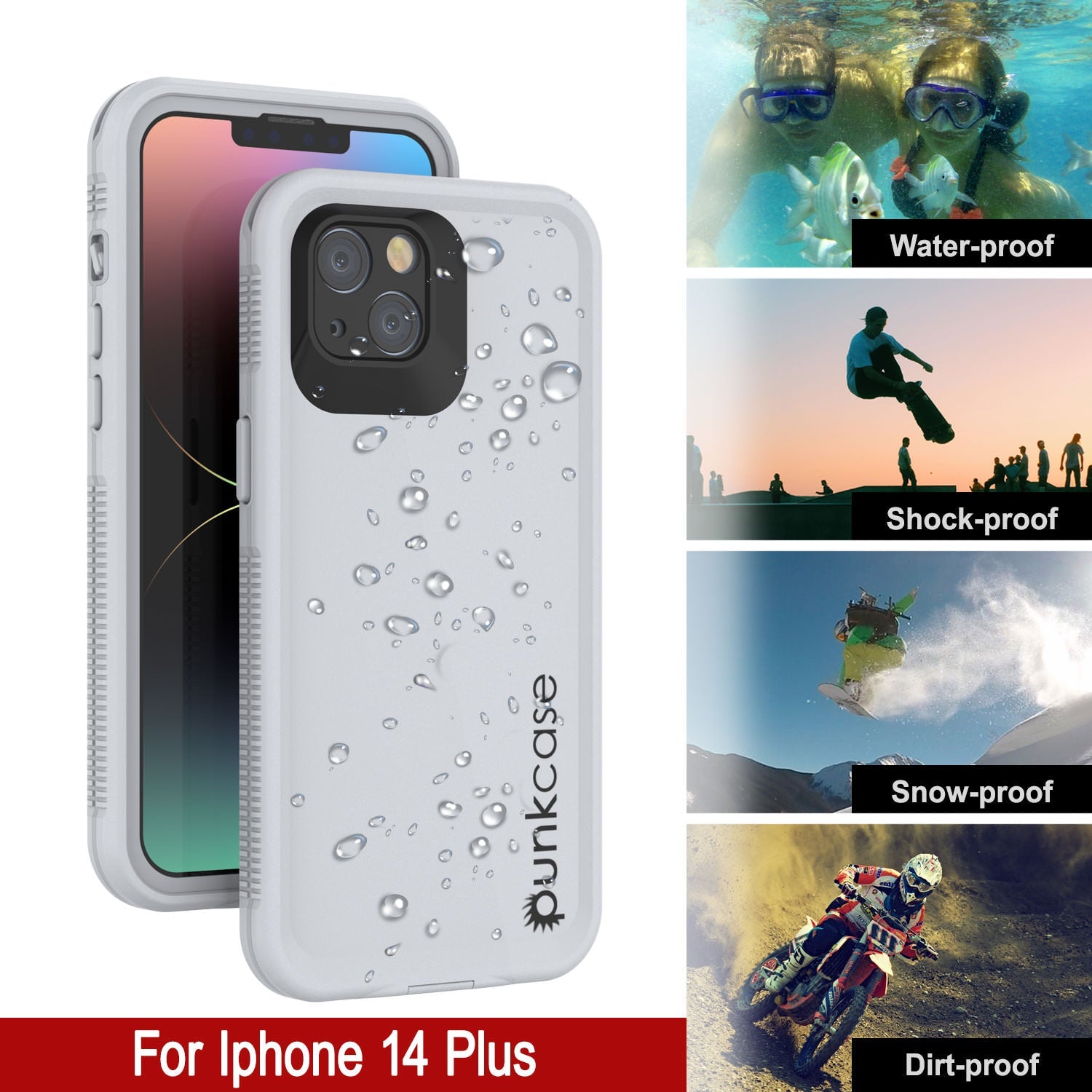 Capa à prova d'água Punkcase iPhone 14 Plus [Série Aqua] Protetora [Branca]