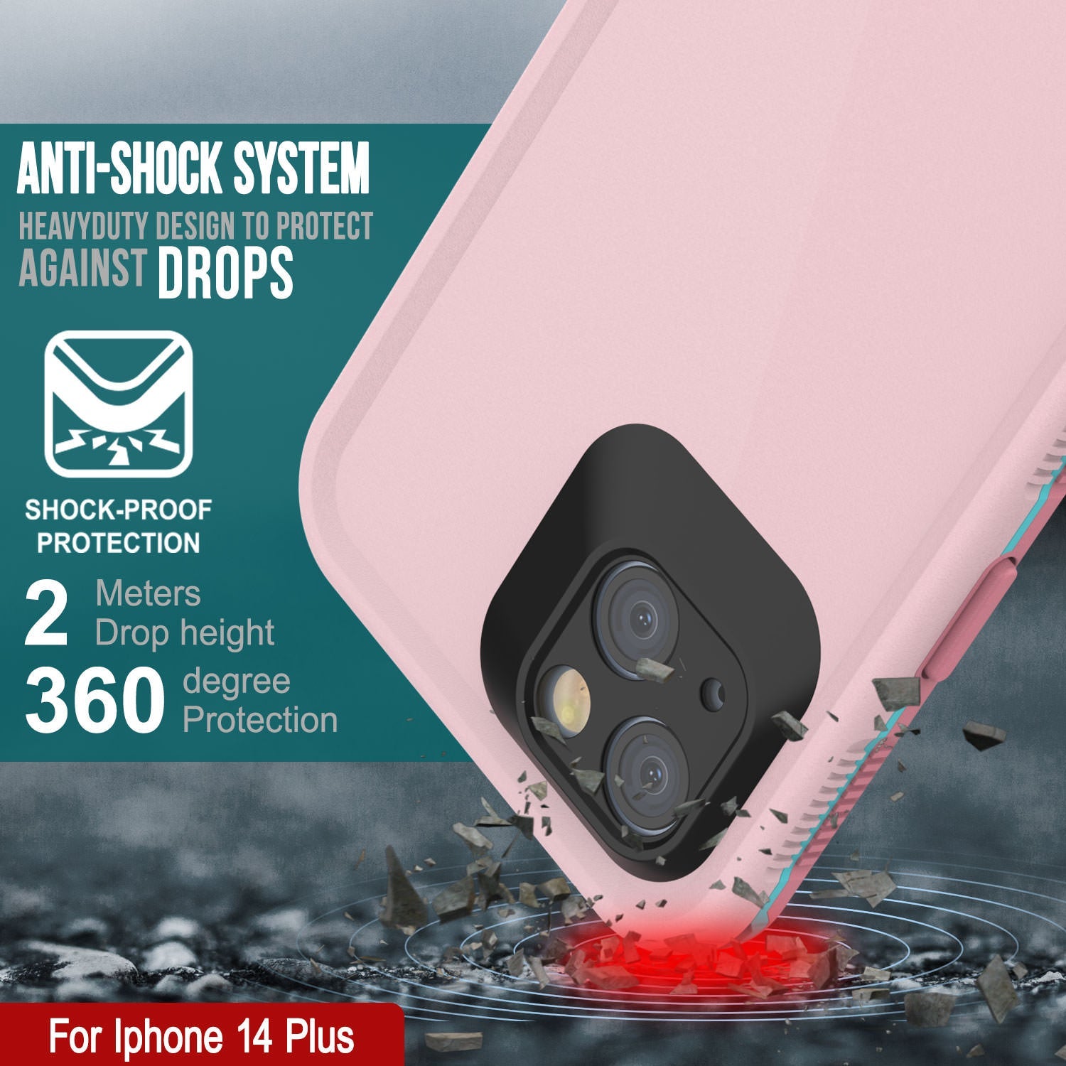 Capa à prova d'água Punkcase iPhone 14 Plus [Série Aqua] Capa protetora [Rosa]