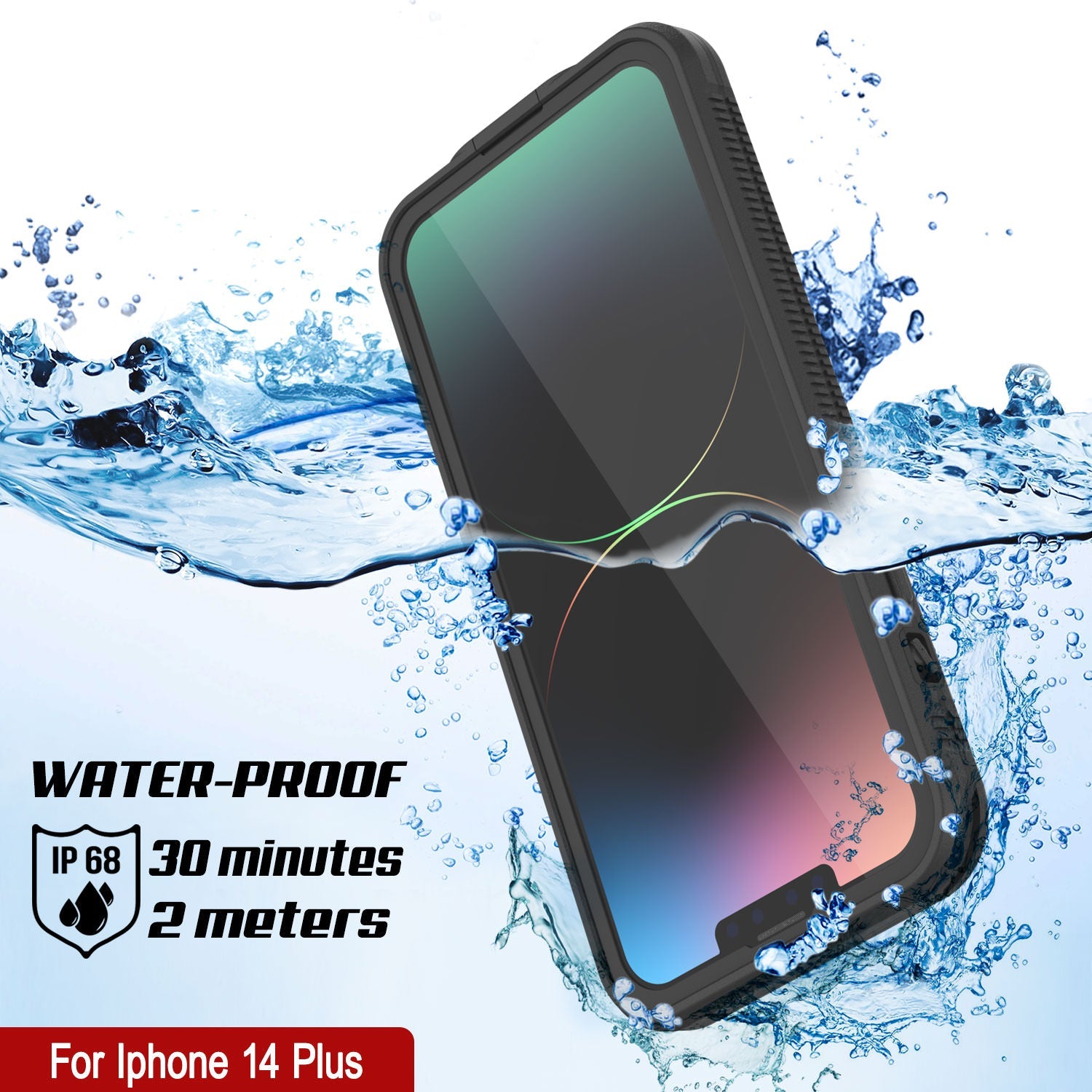 Capa à prova de água Punkcase iPhone 14 Plus [Série Aqua] Capa blindada [Preto]