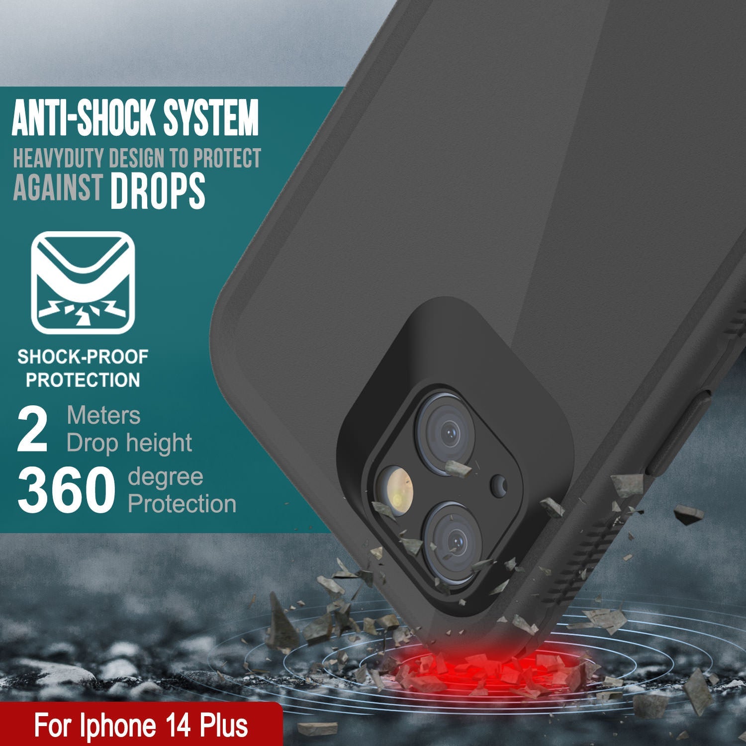 Capa à prova de água Punkcase iPhone 14 Plus [Série Aqua] Capa blindada [Preto]