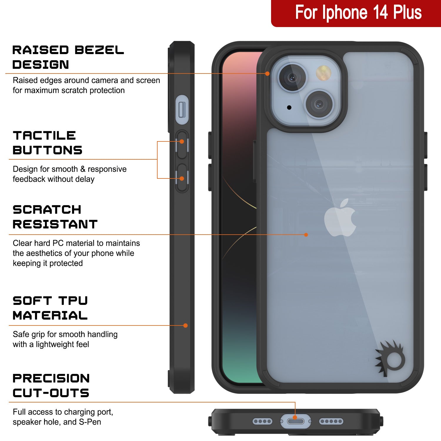 Capa para iPhone 14 Plus Punkcase® LUCID 2.0 Série Clear com Protetor de Tela PUNK SHIELD | Ultra Fit