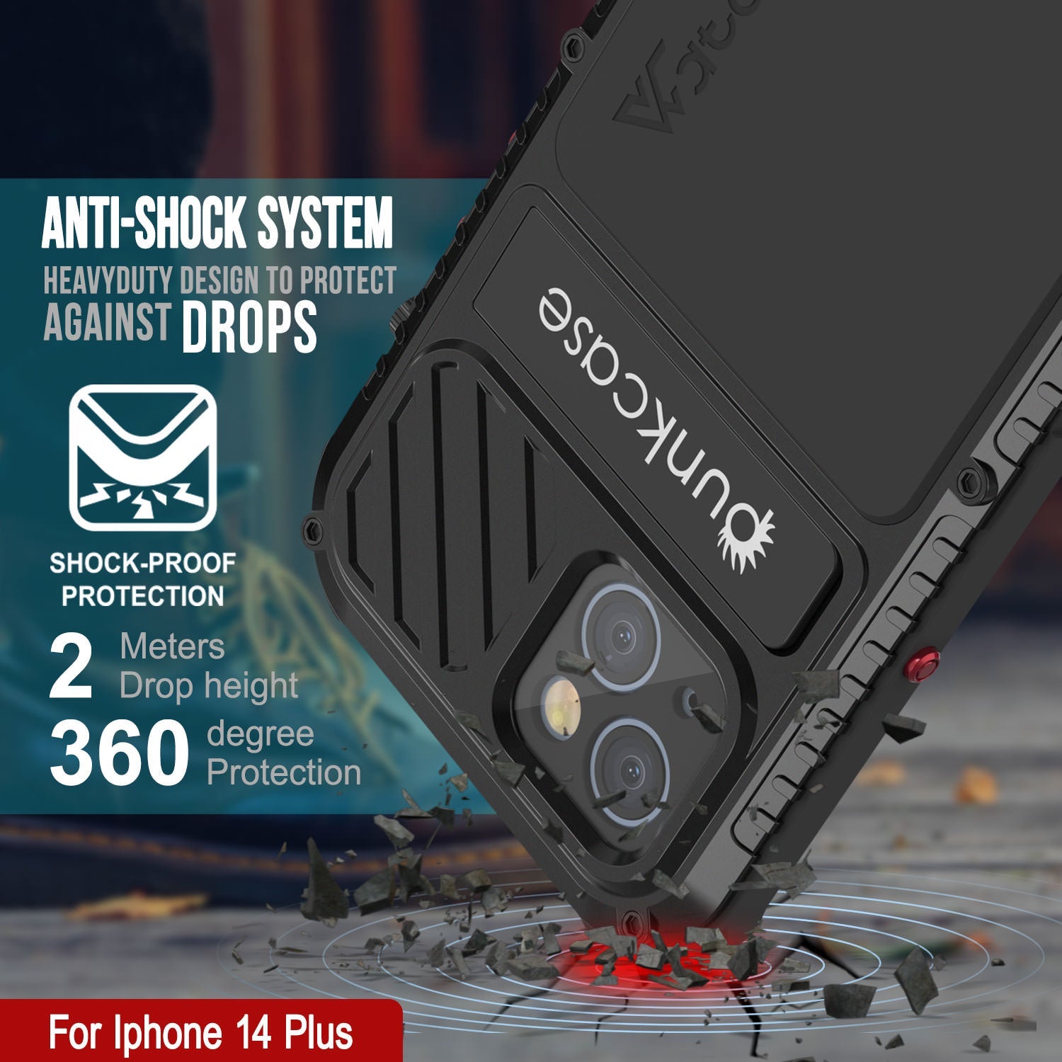 Capa iPhone 14 Plus Metal Extreme 3.0, Capa de Proteção Militar Resistente, à Prova de Choque, À Prova d'Água em Alumínio [Preto]