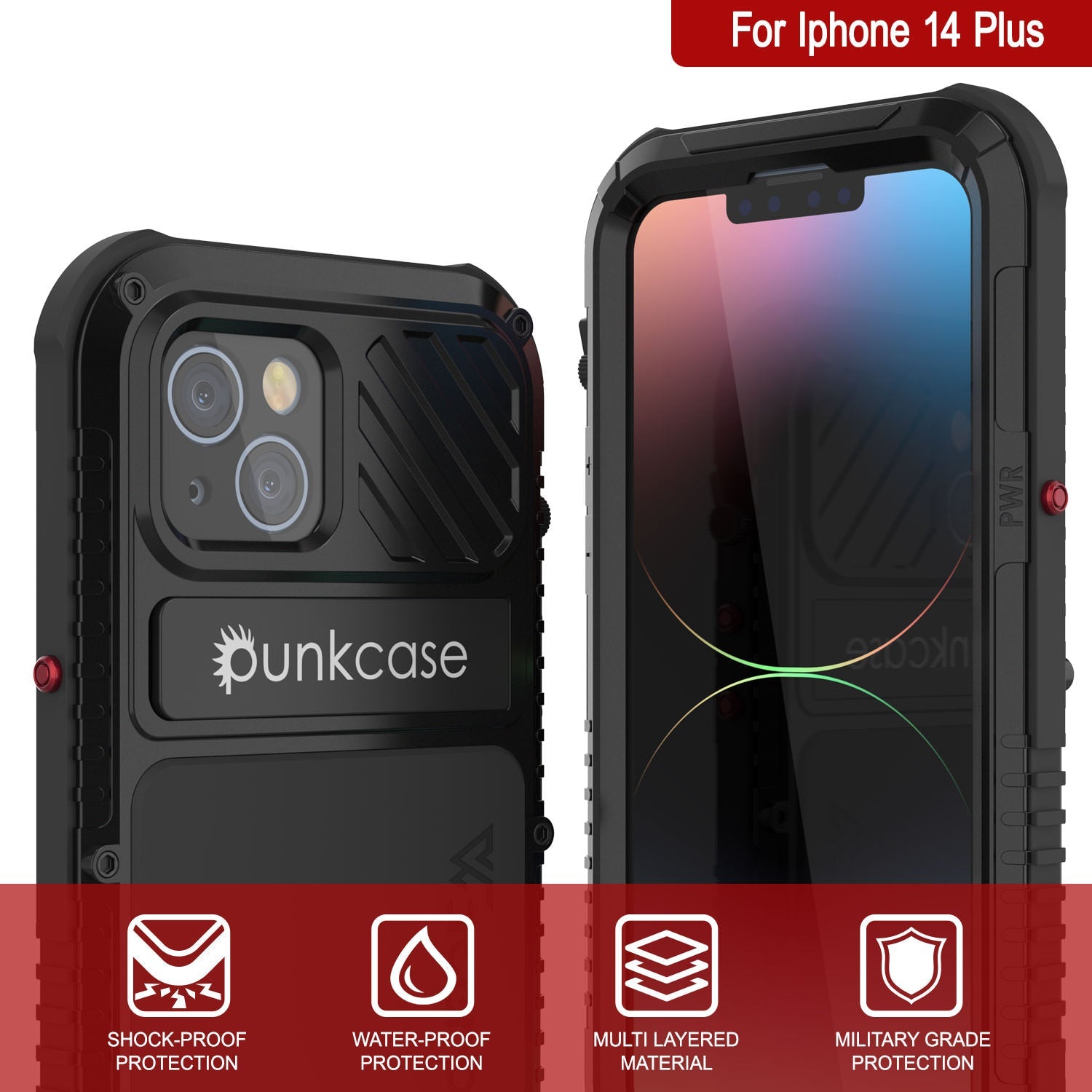Capa iPhone 14 Plus Metal Extreme 3.0, Capa de Proteção Militar Resistente, à Prova de Choque, À Prova d'Água em Alumínio [Preto]