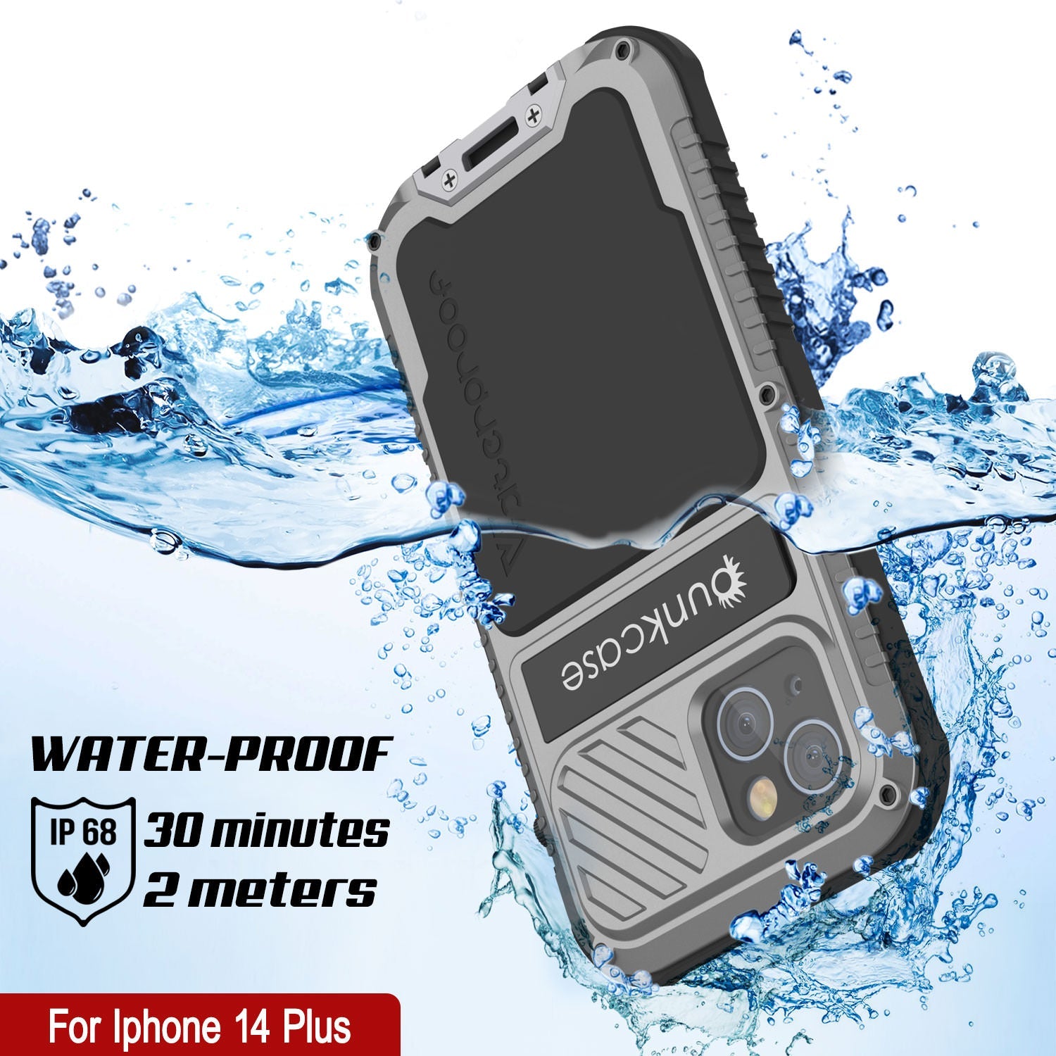 Capa de metal extrema 3.0 iPhone 14 Plus, Capa resistente para uso militar de alta resistência [à prova de choque] Capa de alumínio à prova d'água [Prateado]
