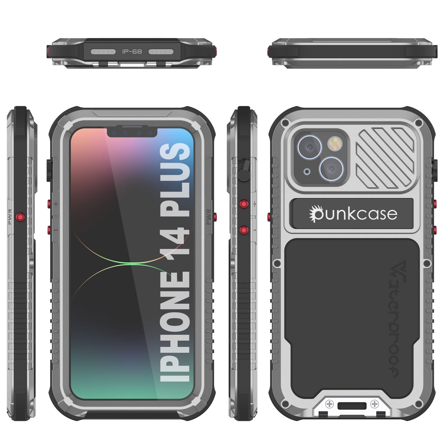 Capa de metal extrema 3.0 iPhone 14 Plus, Capa resistente para uso militar de alta resistência [à prova de choque] Capa de alumínio à prova d'água [Prateado]