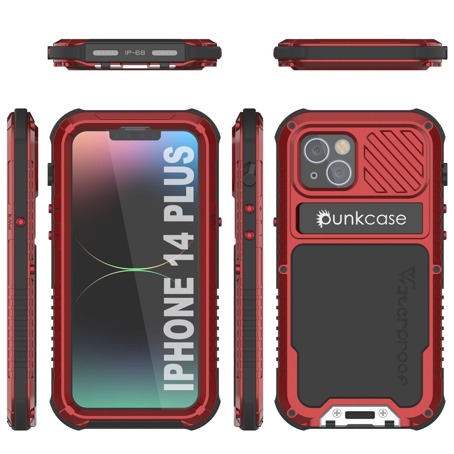 Capa iPhone 14 Plus Metal Extreme 3.0, Capa de blindagem militar resistente [à prova de choque] à prova d'água em alumínio [vermelho]