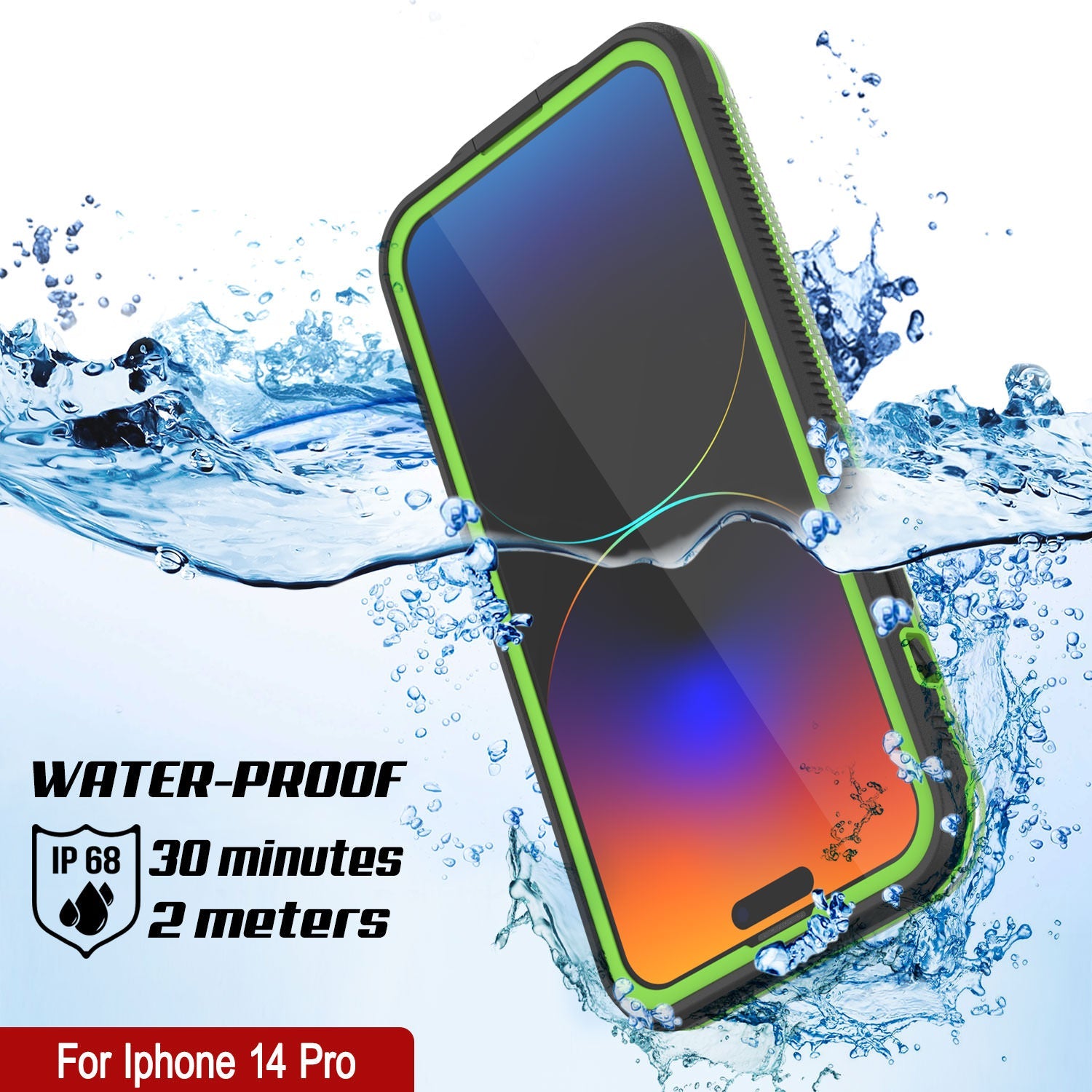 Capa impermeável Punkcase iPhone 14 Pro [Série Aqua] Capa de armadura [Preto transparente] [Costas transparentes]