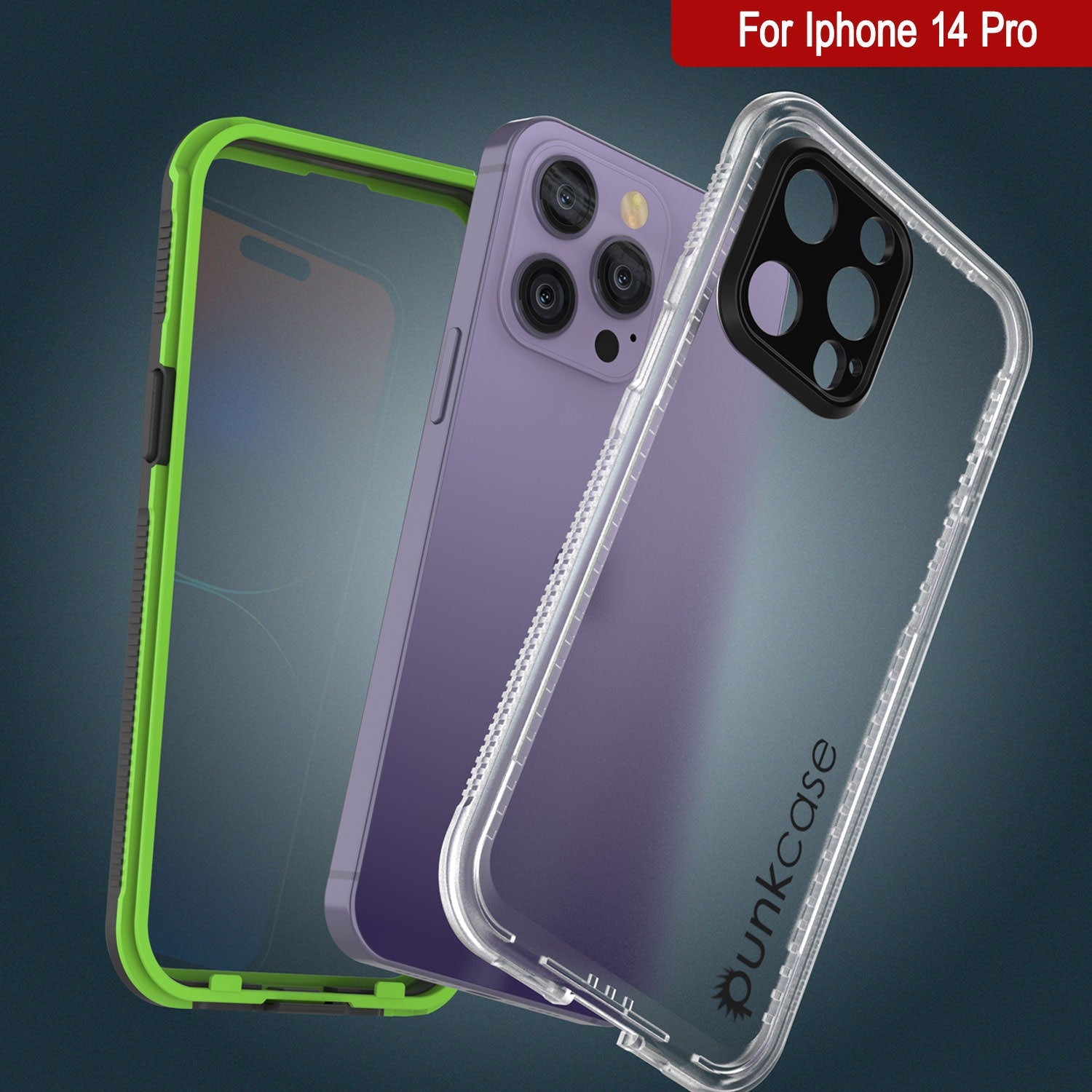 Capa impermeável Punkcase iPhone 14 Pro [Série Aqua] Capa de armadura [Preto transparente] [Costas transparentes]