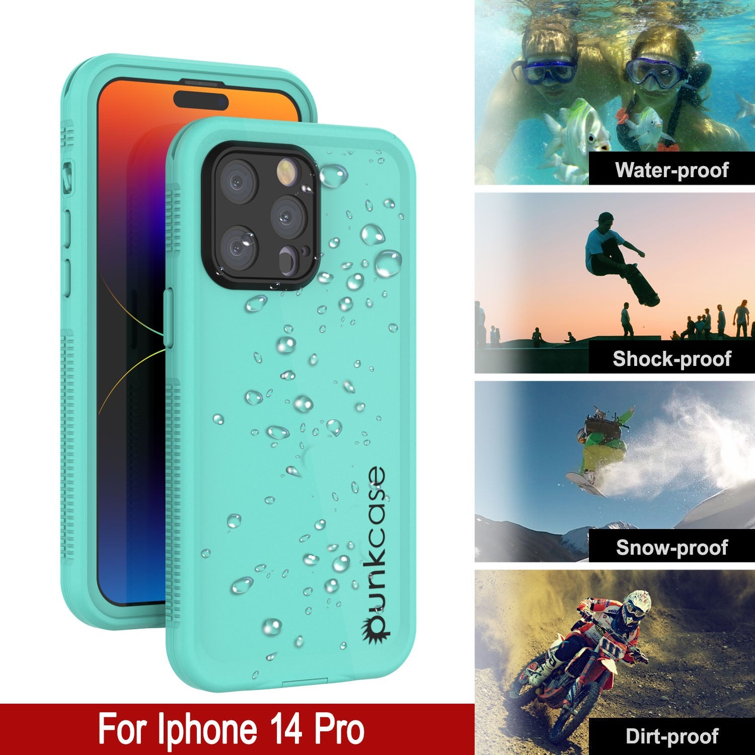 Capa à prova de água Punkcase iPhone 14 Pro [Série Aqua] Capa de armadura [Azul]