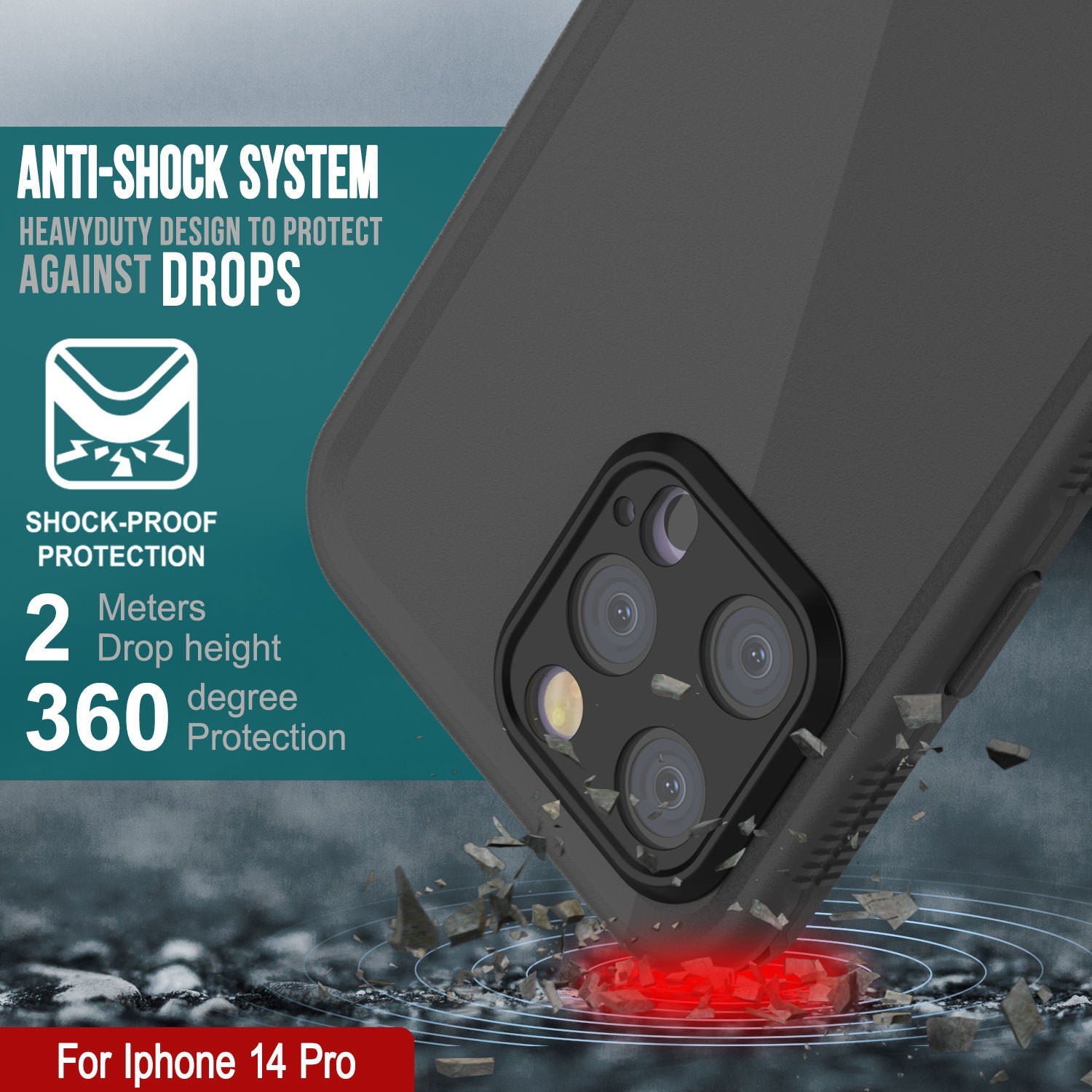Capa à Prova de Água Punkcase iPhone 14 Pro [Série Aqua] Capa de Armadura [Preto]
