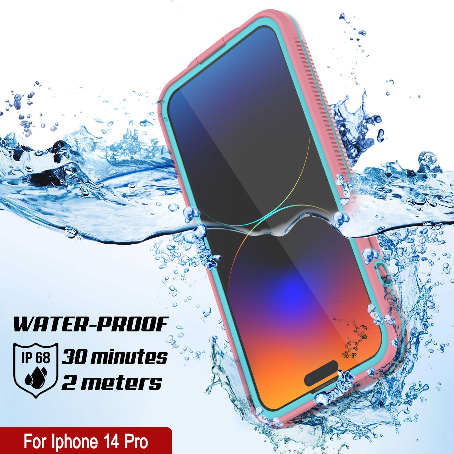 Capa à prova d'água para iPhone 14 Pro da Punkcase [Série Aqua] Capa de armadura [Rosa]