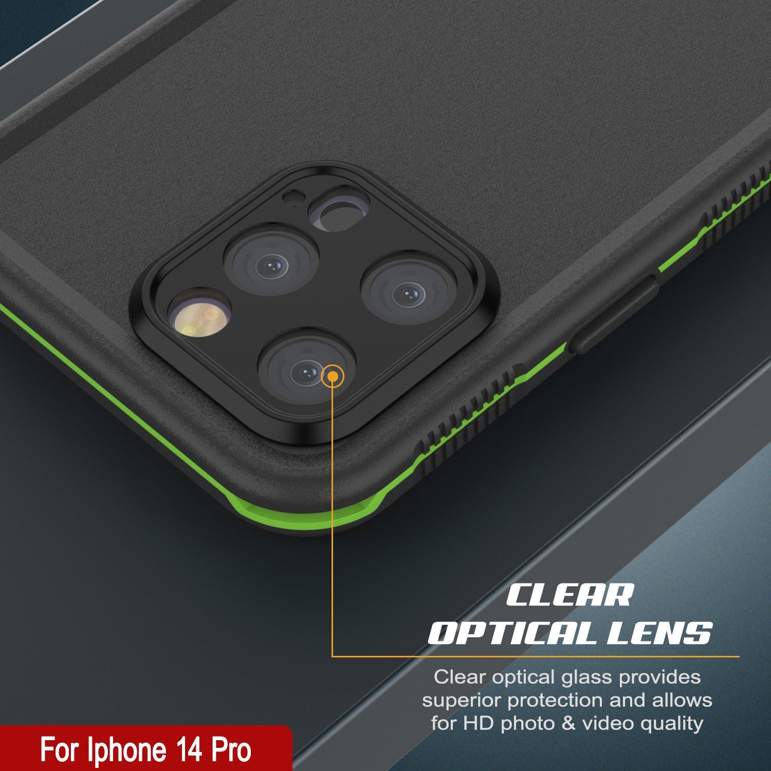 Capa à prova d'água Punkcase iPhone 14 Pro [Série Aqua] Cobertura de armadura [Preto-Verde]