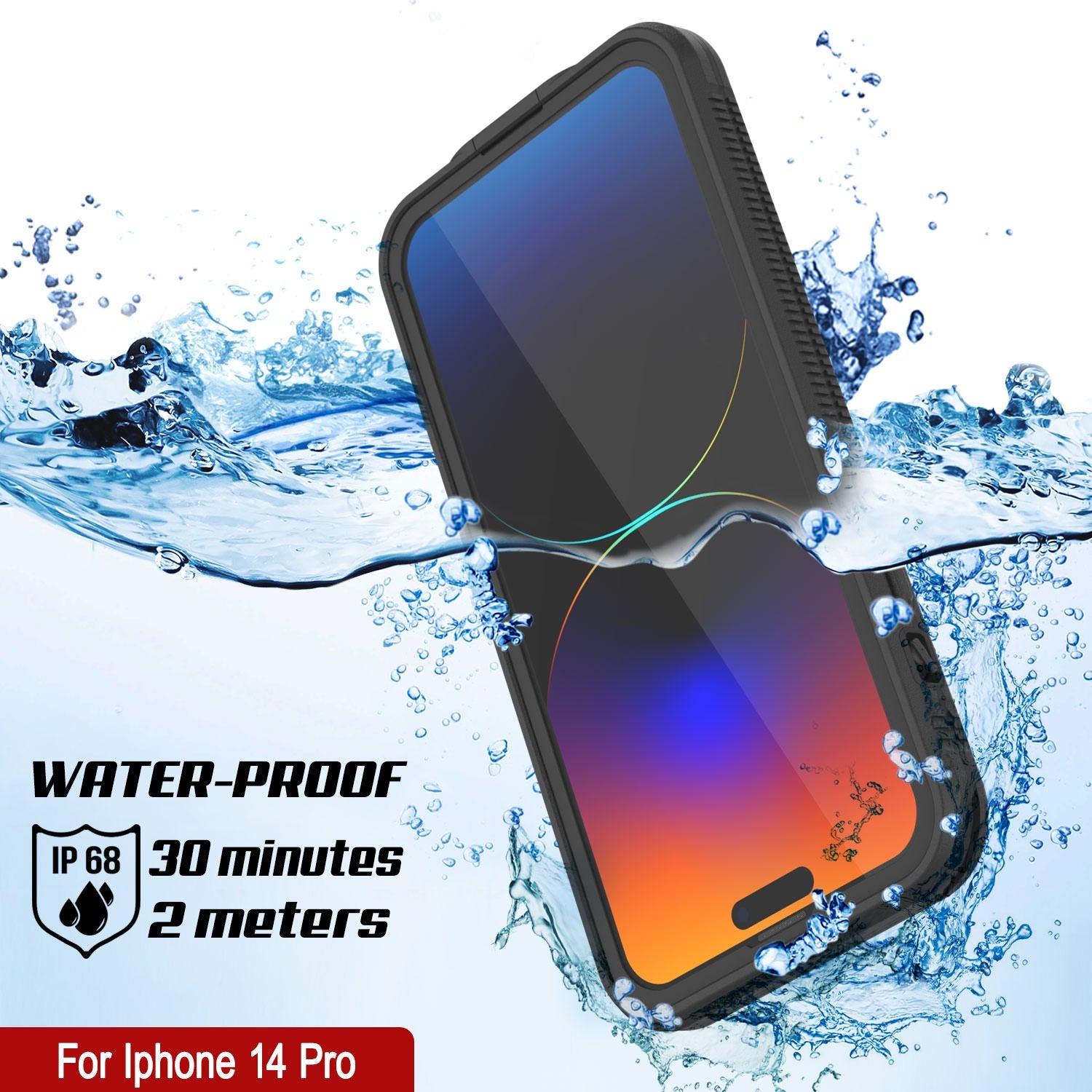 Capa à Prova de Água Punkcase iPhone 14 Pro [Série Aqua] Capa de Armadura [Preto]