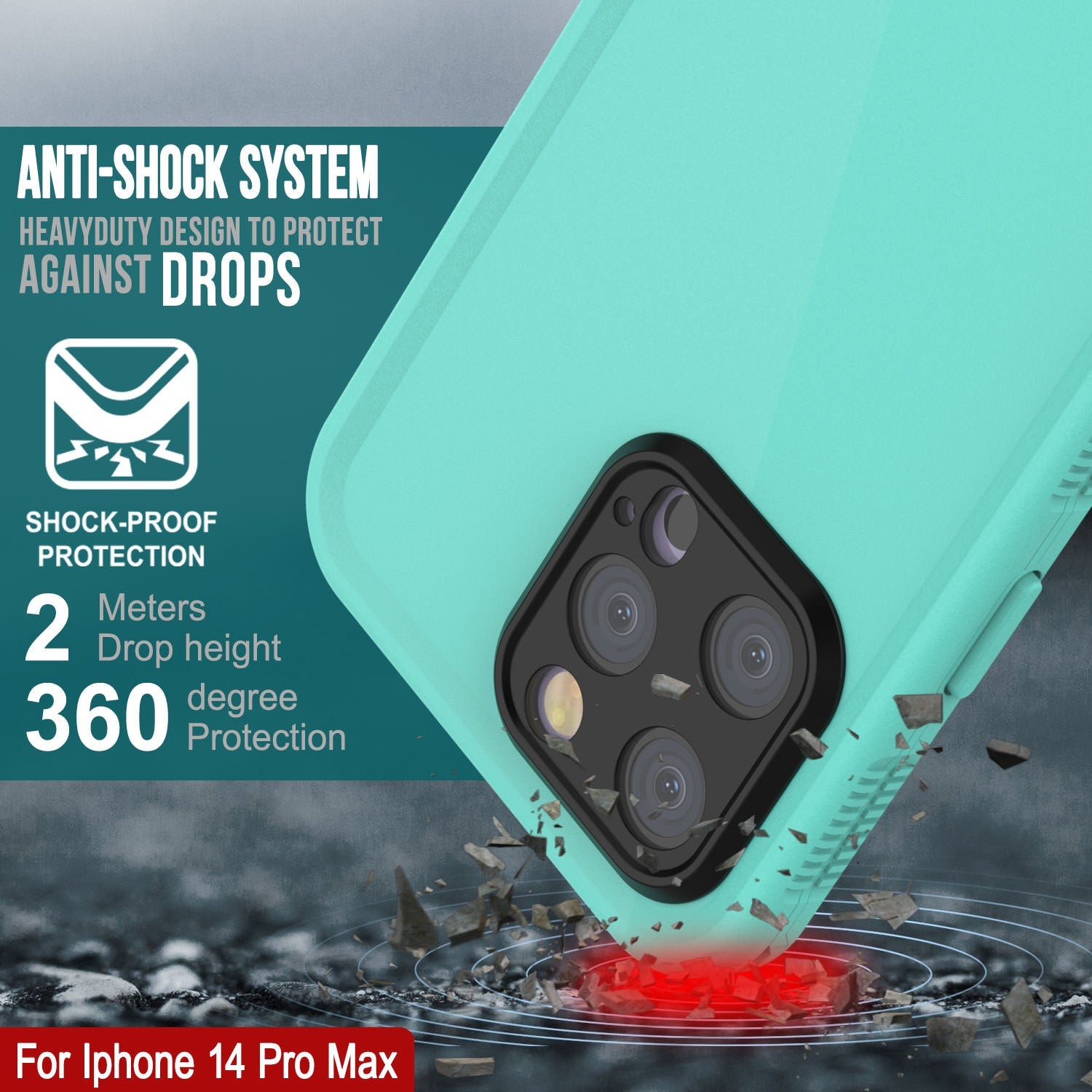 Capa à prova d'água Punkcase para iPhone 14 Pro Max [Série Aqua] Cobertura de armadura [Azul]