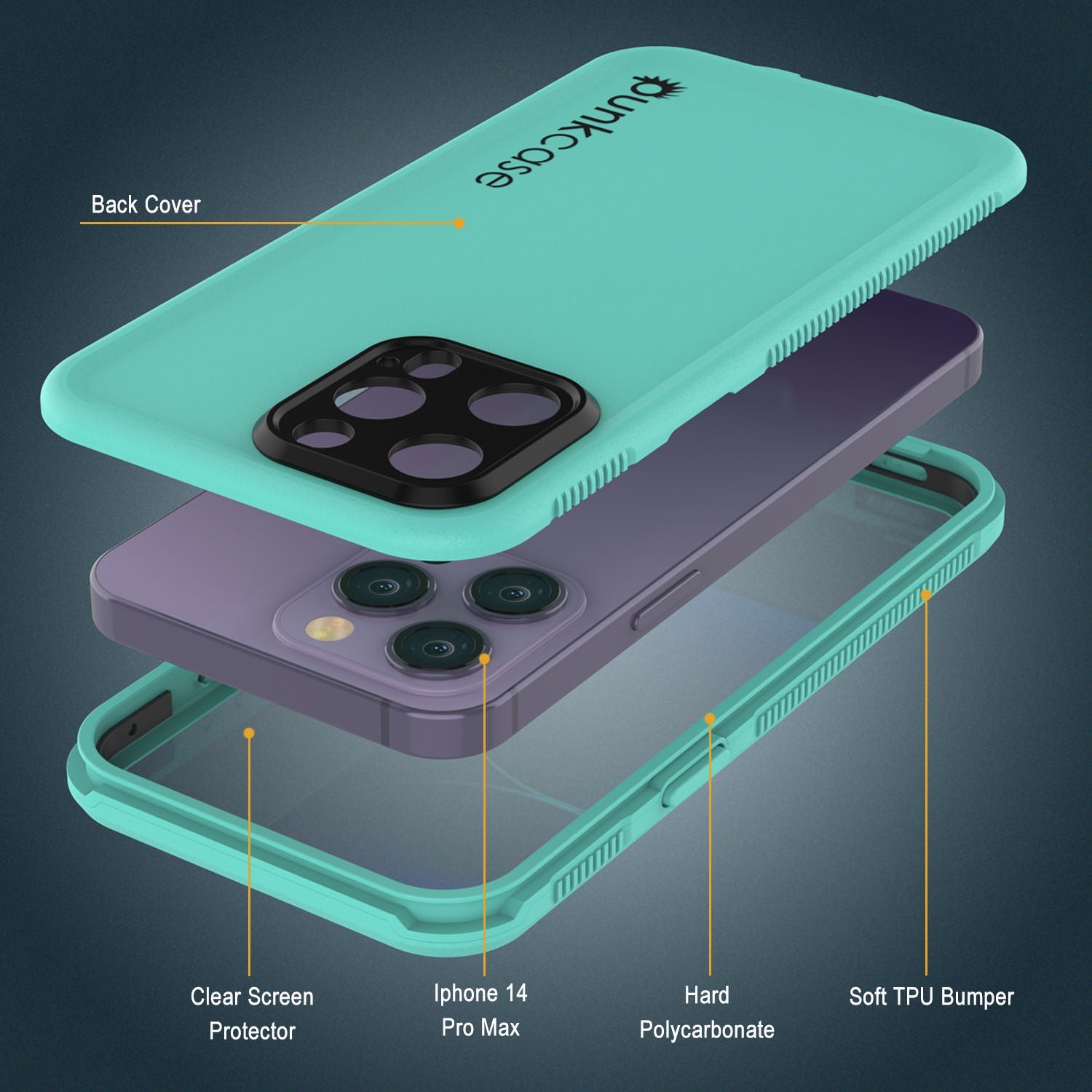 Capa à prova d'água Punkcase para iPhone 14 Pro Max [Série Aqua] Cobertura de armadura [Azul]