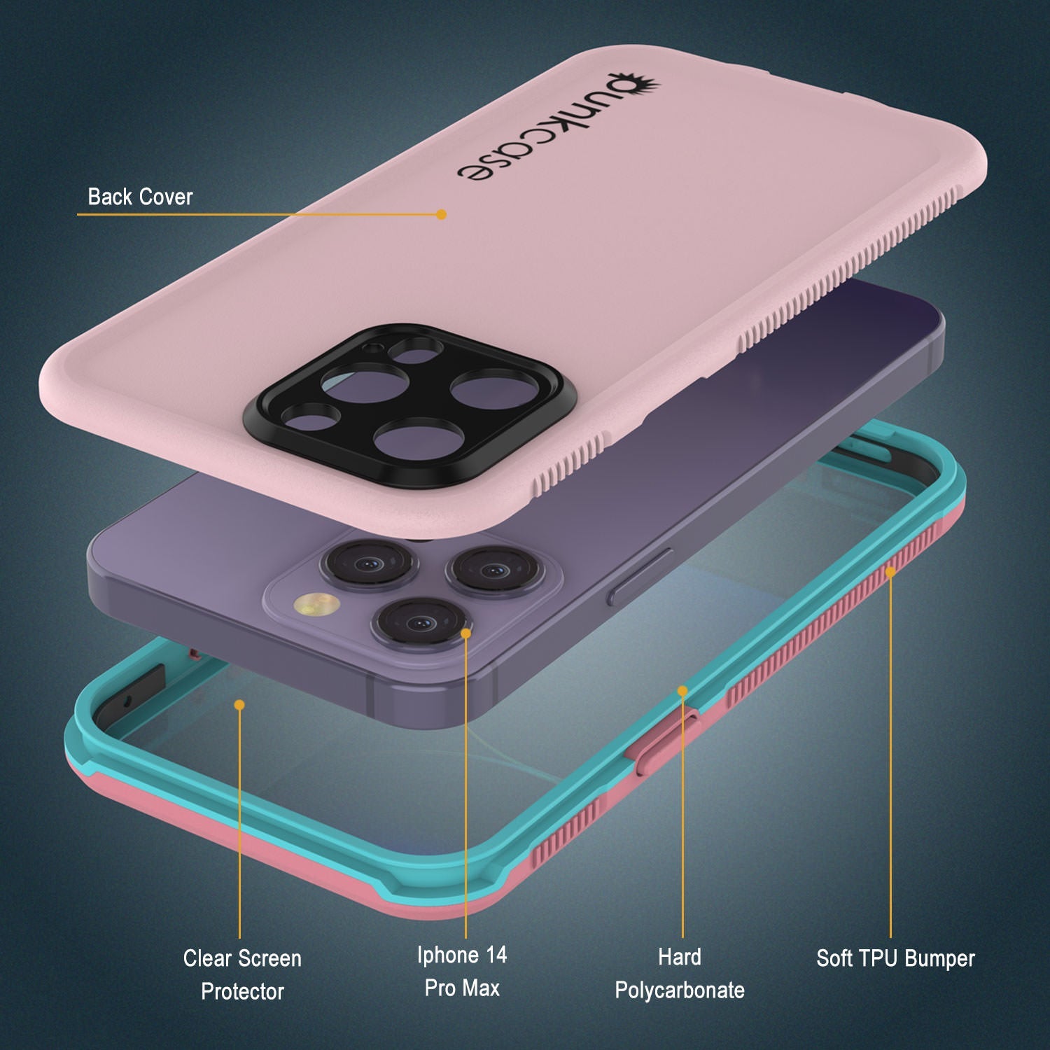 Capa à Prova d'Água Punkcase iPhone 14 Pro Max [Série Aqua] Capa de Armadura [Rosa]