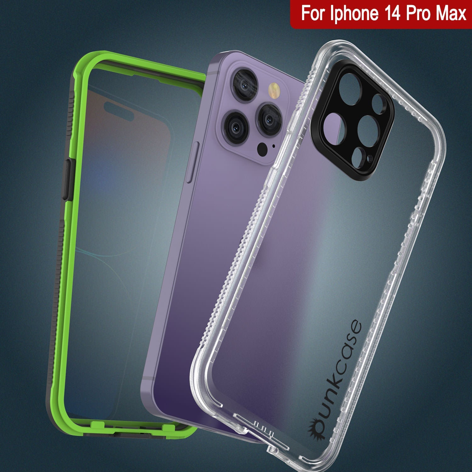 Capa Impermeável Punkcase para iPhone 14 Pro Max [Série Aqua] Cover de Armadura [Preto Transparente] [Traseira Transparente]