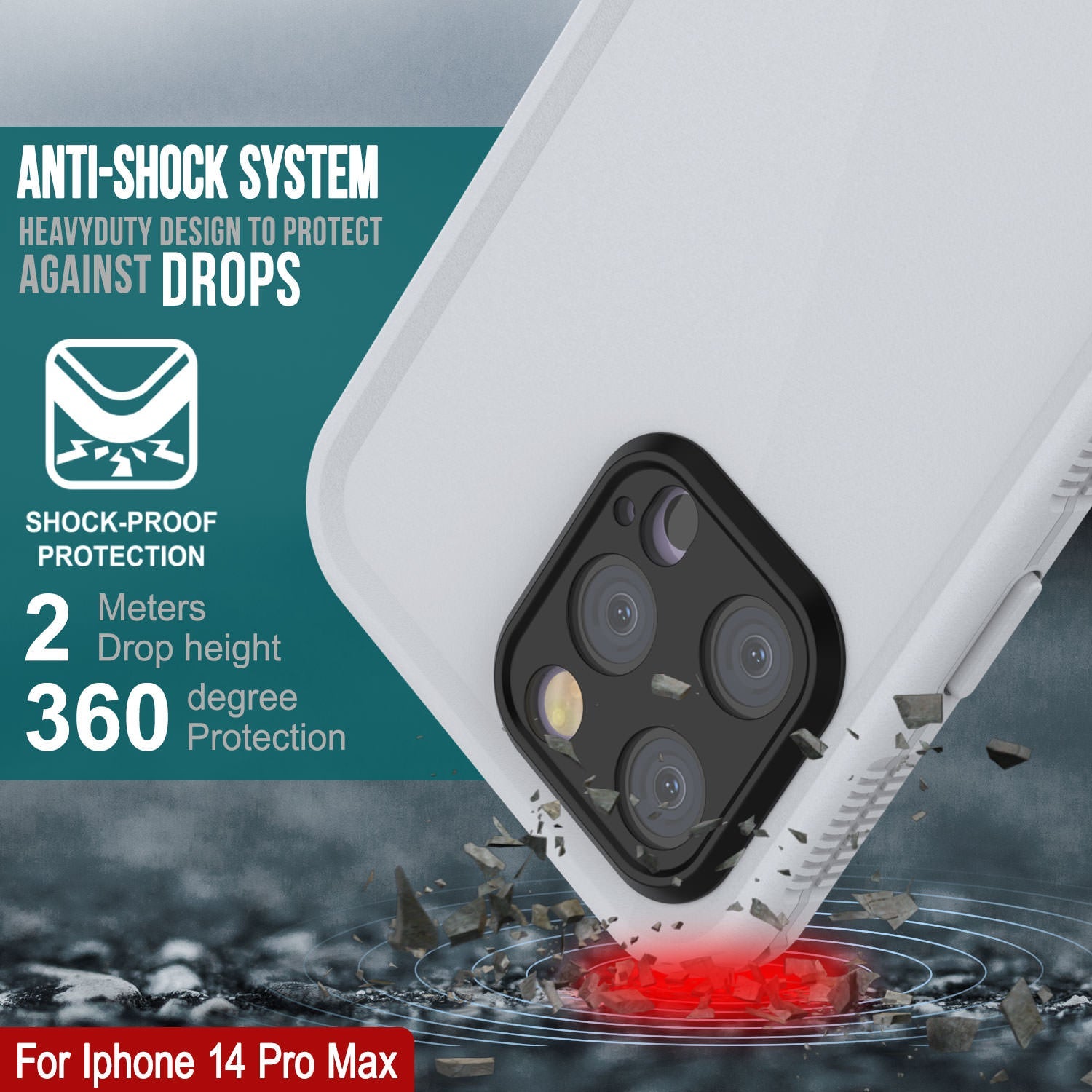 Capa impermeável Punkcase iPhone 14 Pro Max [Série Aqua] Cobertura de armadura [Branco]