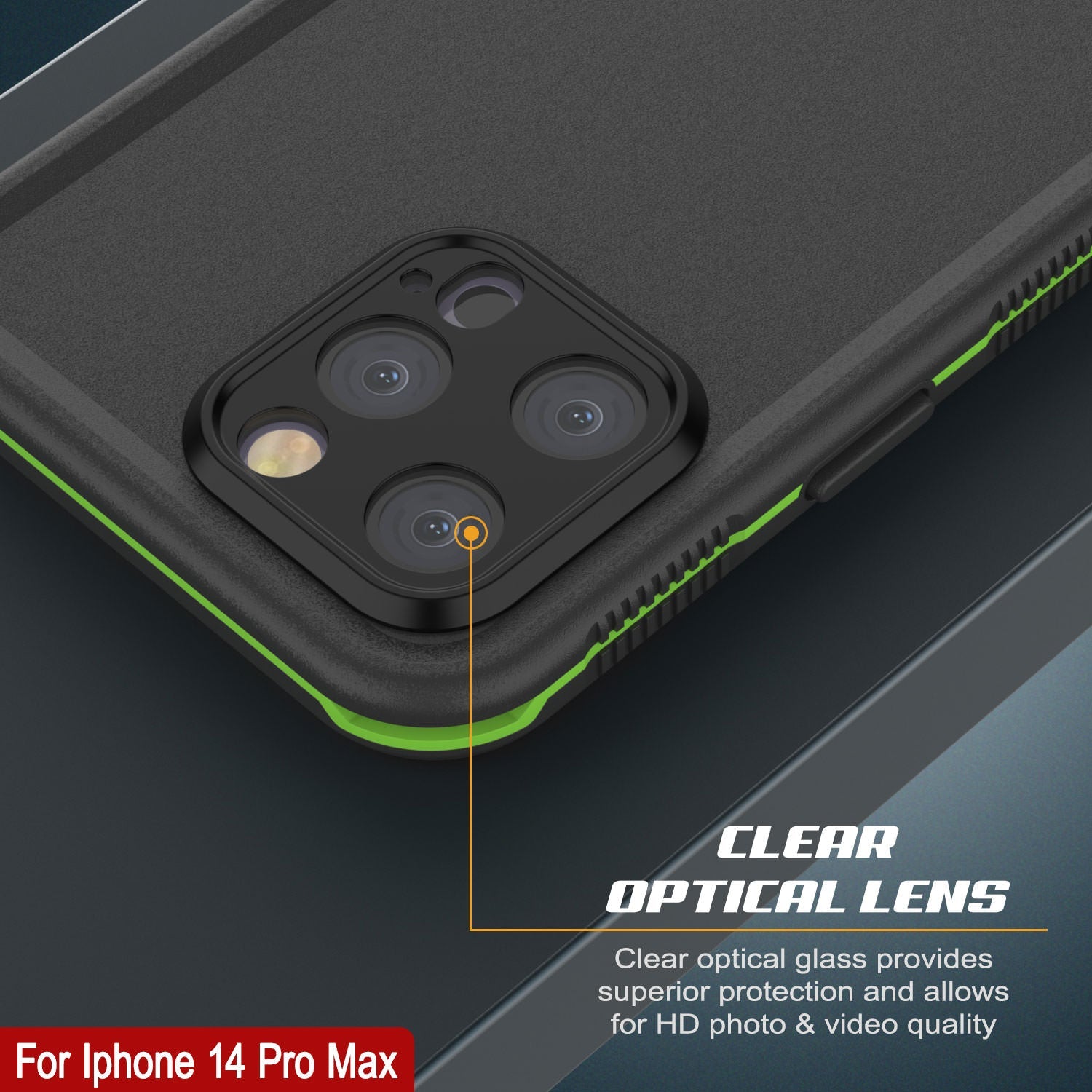 Capa à Prova d'Água Punkcase para iPhone 14 Pro Max [Série Aqua] Cobertura de Armadura [Preto-Verde]