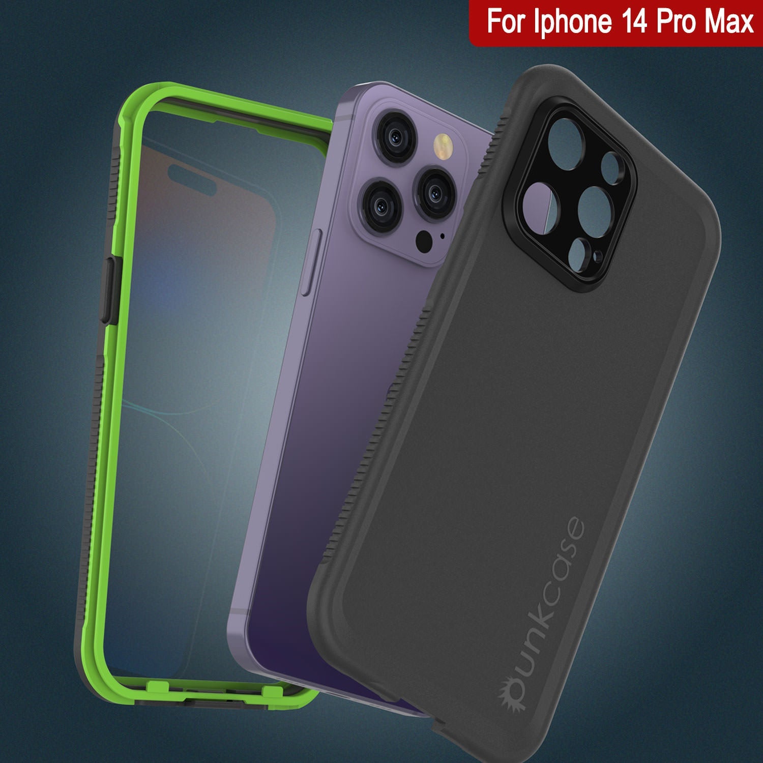 Capa à Prova d'Água Punkcase para iPhone 14 Pro Max [Série Aqua] Cobertura de Armadura [Preto-Verde]