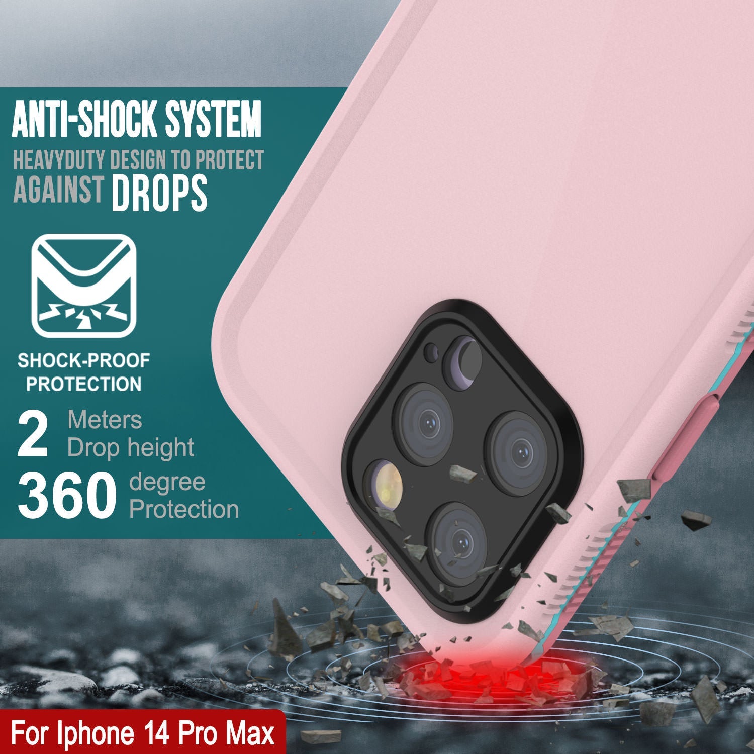 Capa à Prova d'Água Punkcase iPhone 14 Pro Max [Série Aqua] Capa de Armadura [Rosa]