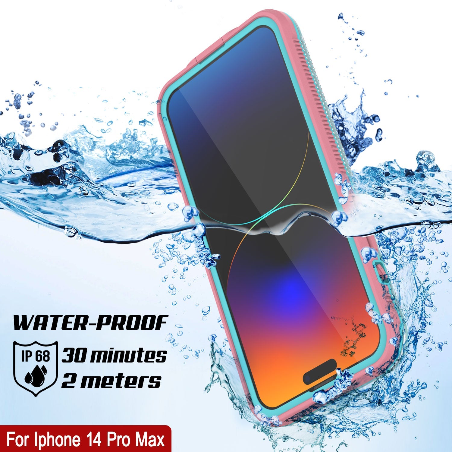 Capa à Prova d'Água Punkcase iPhone 14 Pro Max [Série Aqua] Capa de Armadura [Rosa Transparente] [Traseira Transparente]