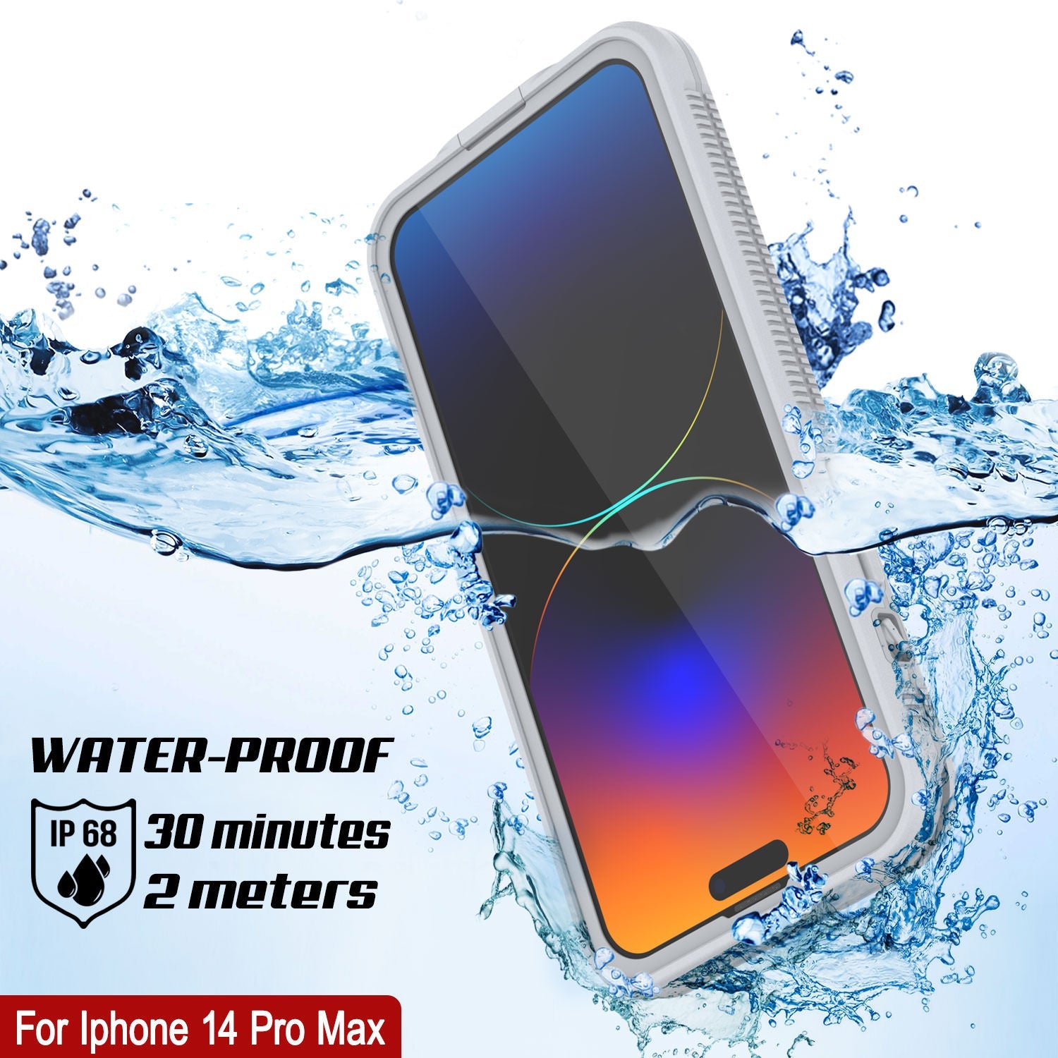 Capa impermeável Punkcase iPhone 14 Pro Max [Série Aqua] Cobertura de armadura [Branco]