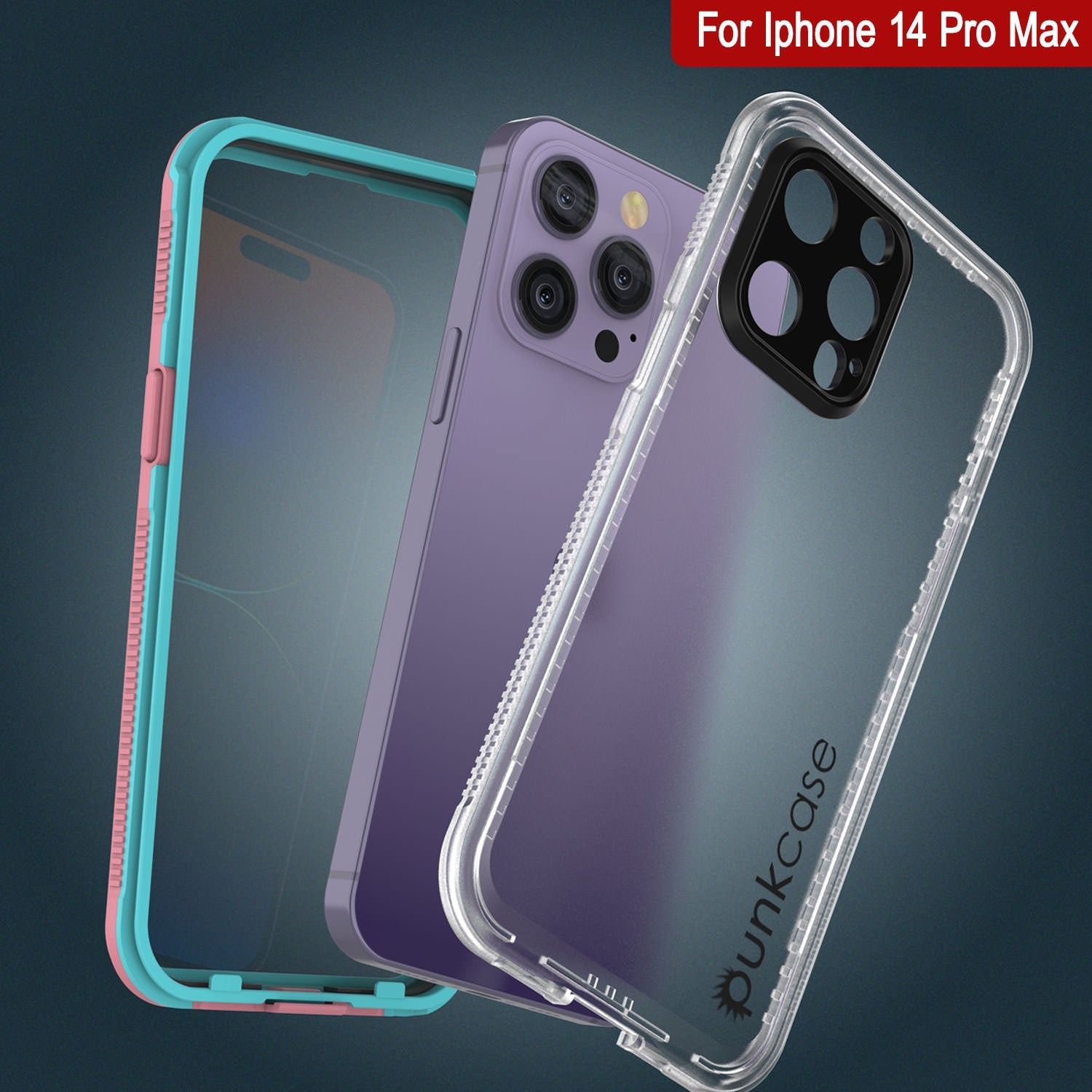 Capa à Prova d'Água Punkcase iPhone 14 Pro Max [Série Aqua] Capa de Armadura [Rosa Transparente] [Traseira Transparente]