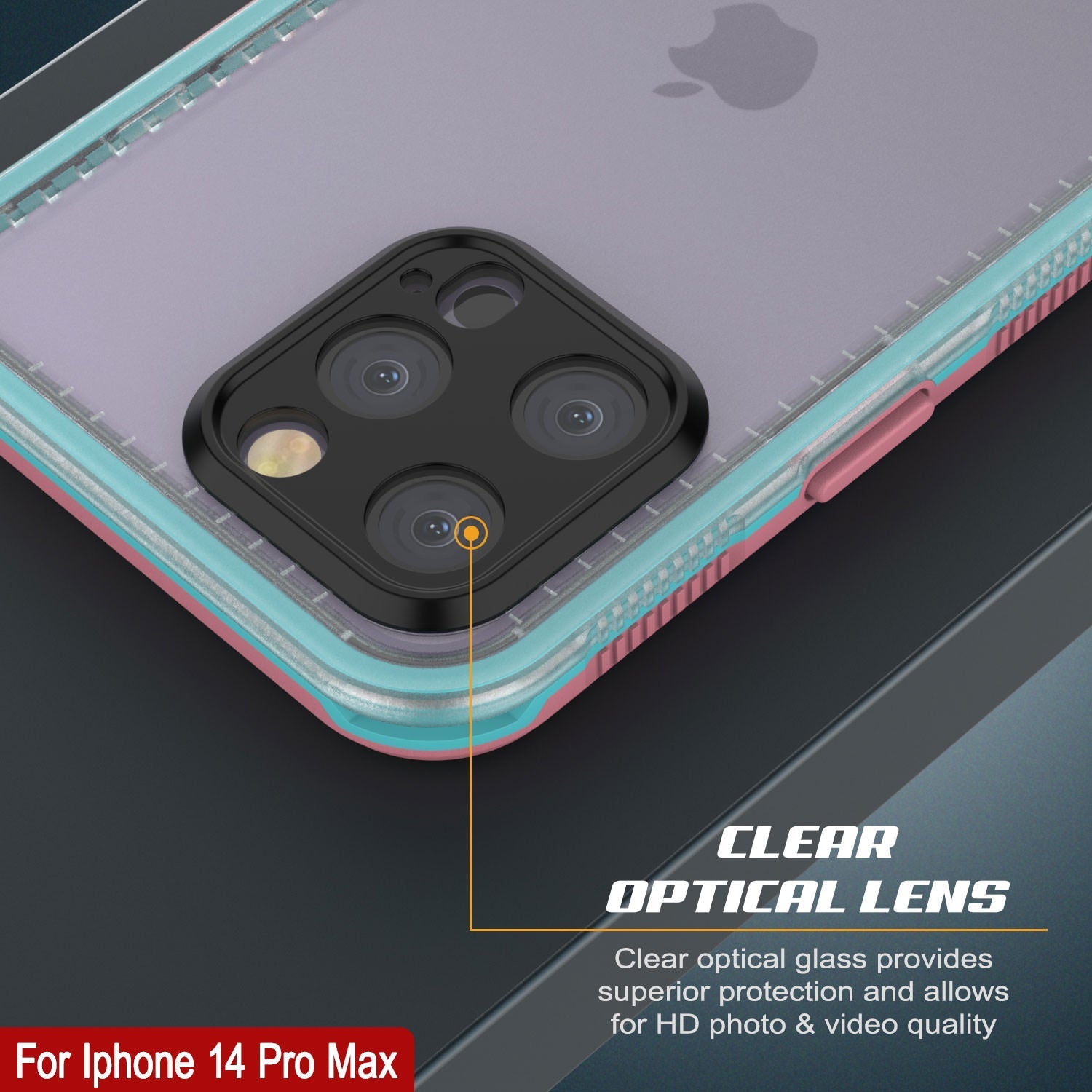 Capa à Prova d'Água Punkcase iPhone 14 Pro Max [Série Aqua] Capa de Armadura [Rosa Transparente] [Traseira Transparente]