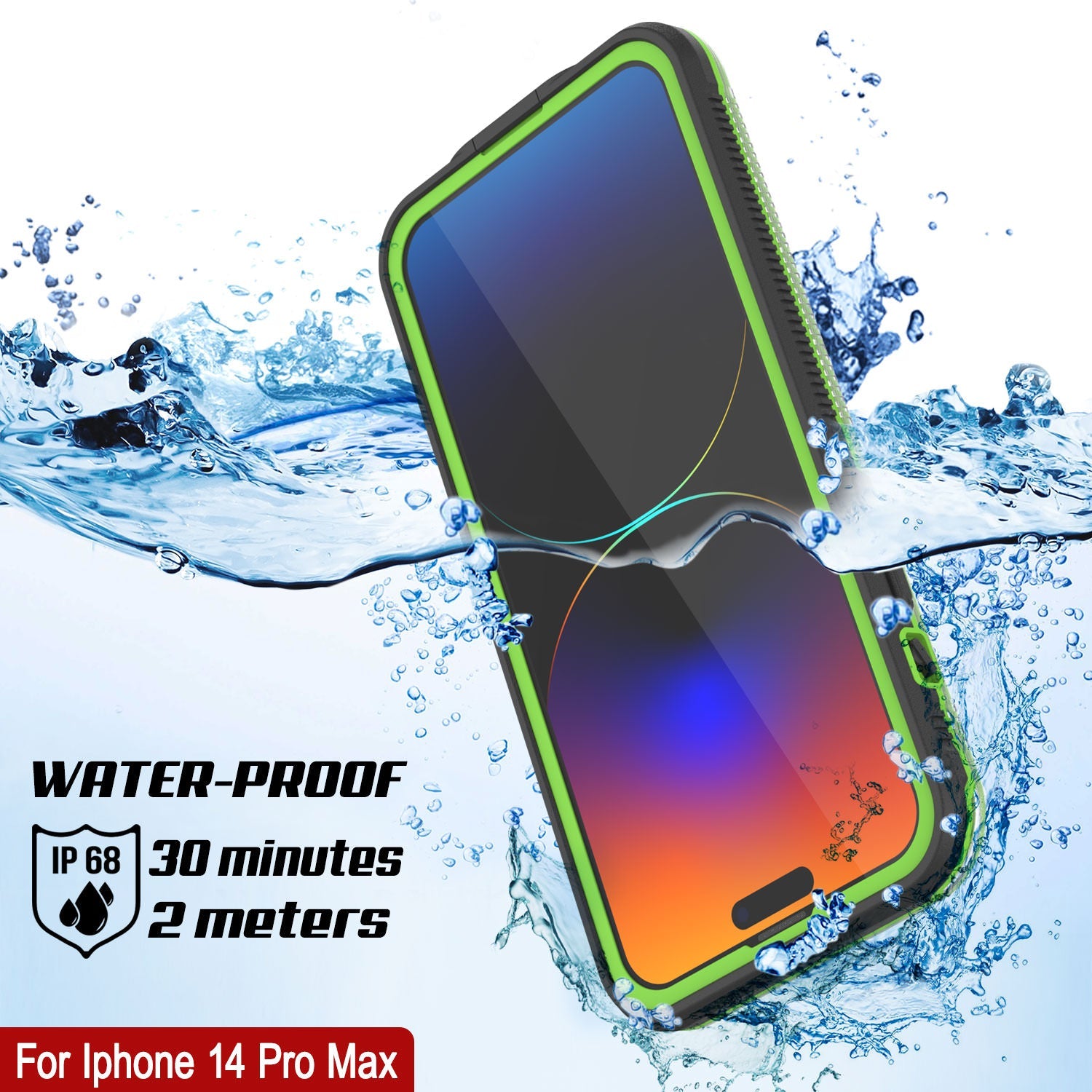 Capa Impermeável Punkcase para iPhone 14 Pro Max [Série Aqua] Cover de Armadura [Preto Transparente] [Traseira Transparente]