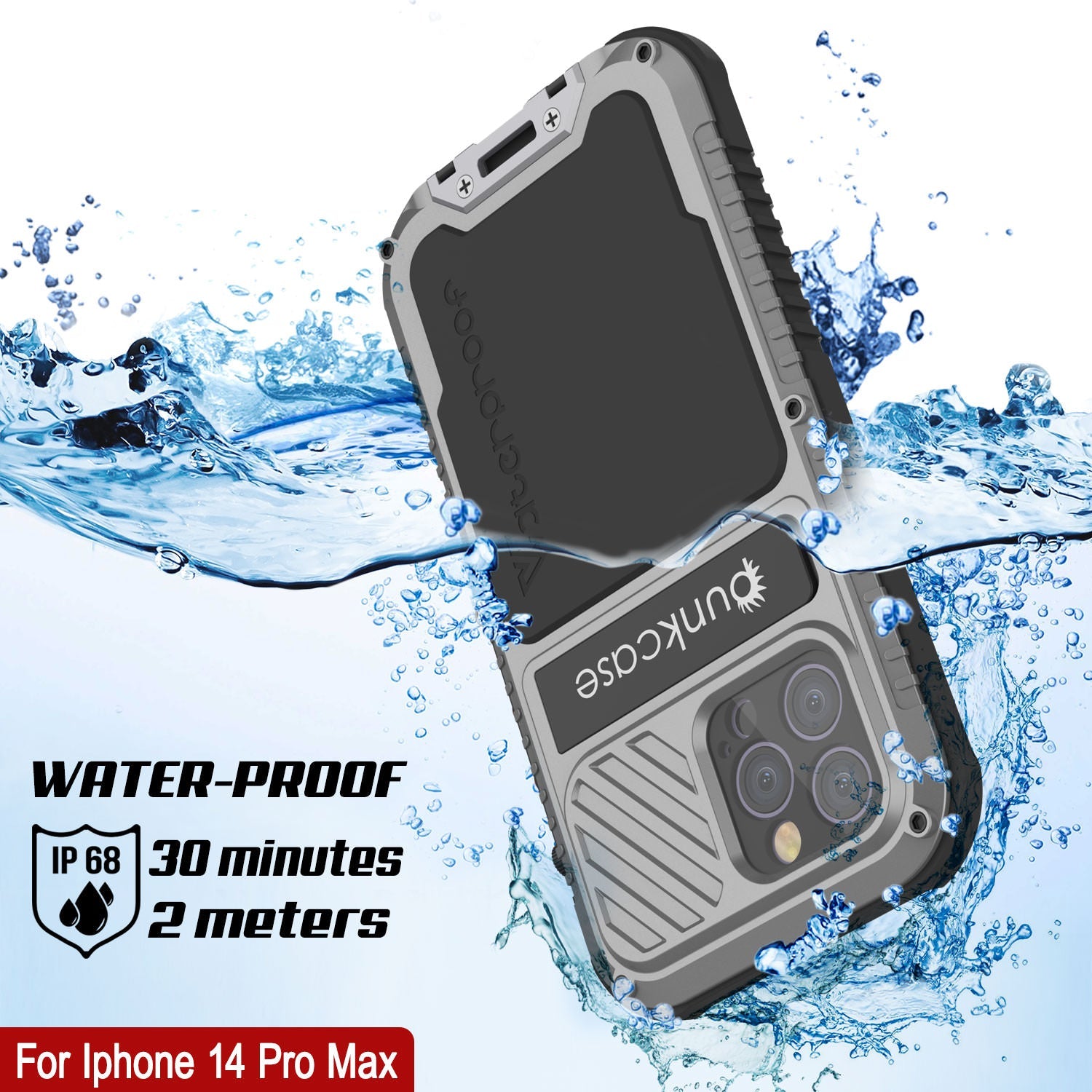 Capa iPhone 14 Pro Max Metal Extreme 3.0, Capa de Armadura Militar Resistente [à prova de choque] à Prova d'Água em Alumínio [Prateado]