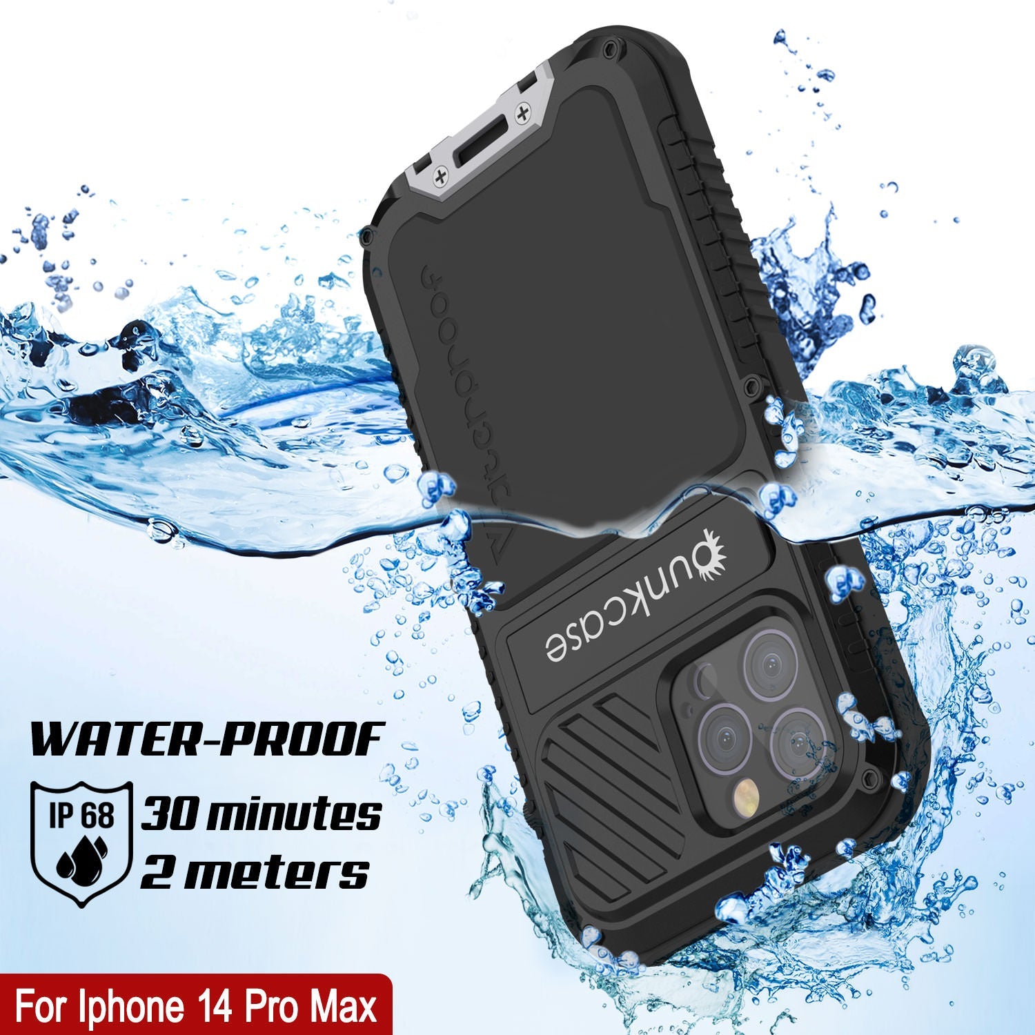 Capa de metal extrema 3.0 para iPhone 14 Pro Max, resistente e à prova de choque, capa de armadura de grau militar resistente à água em alumínio [preto]