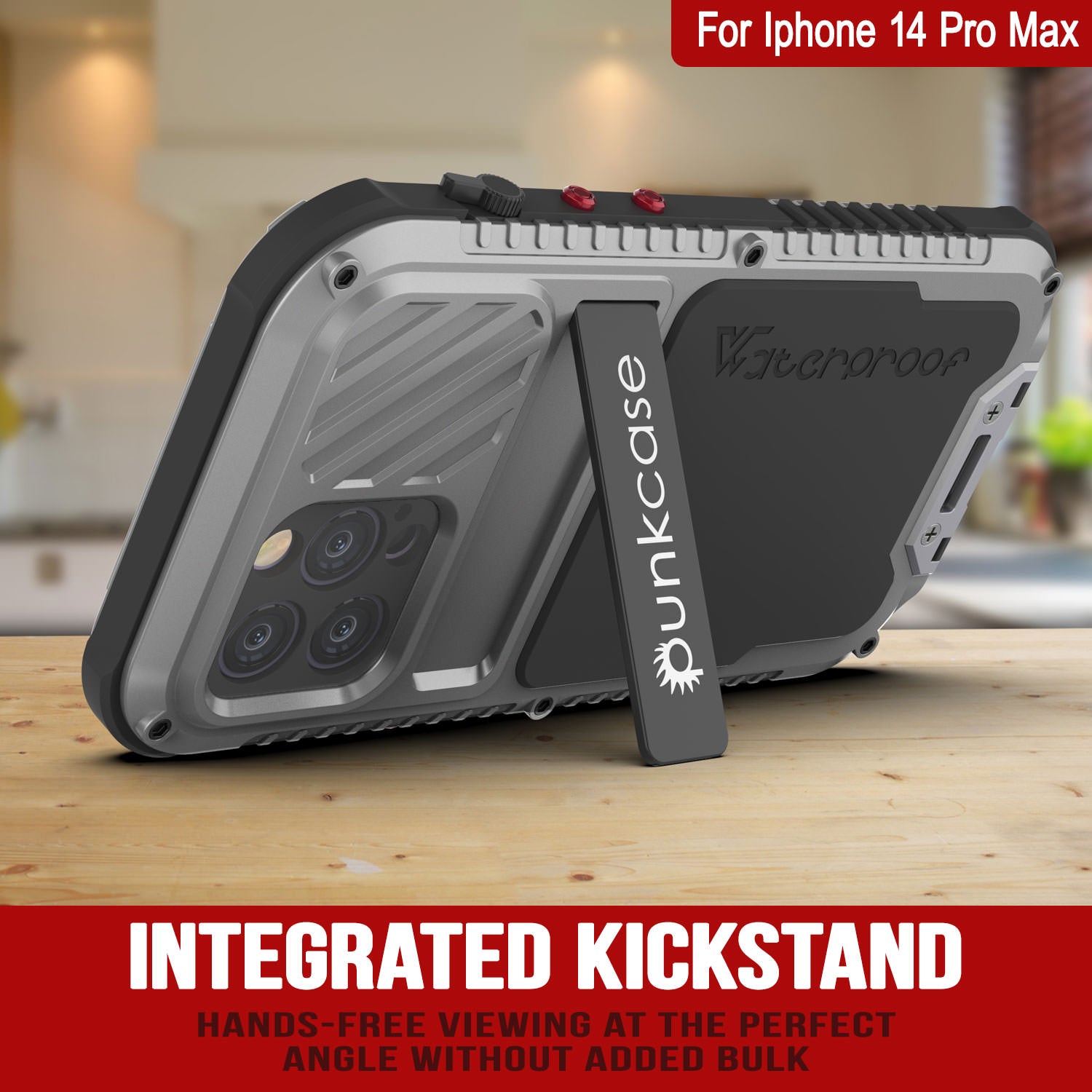 Capa iPhone 14 Pro Max Metal Extreme 3.0, Capa de Armadura Militar Resistente [à prova de choque] à Prova d'Água em Alumínio [Prateado]