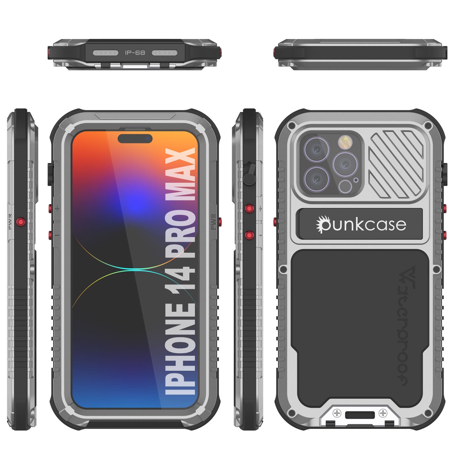 Capa iPhone 14 Pro Max Metal Extreme 3.0, Capa de Armadura Militar Resistente [à prova de choque] à Prova d'Água em Alumínio [Prateado]