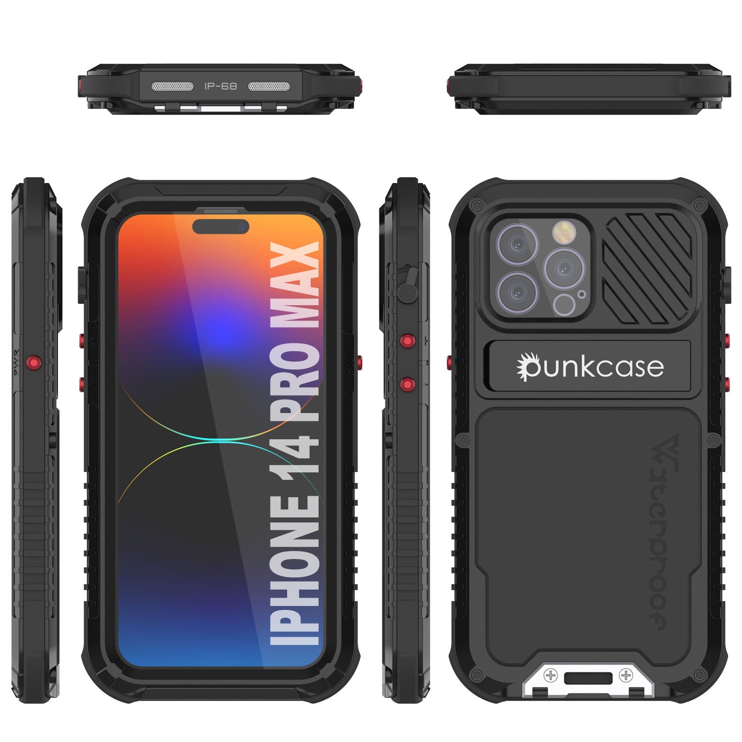 Capa de metal extrema 3.0 para iPhone 14 Pro Max, resistente e à prova de choque, capa de armadura de grau militar resistente à água em alumínio [preto]
