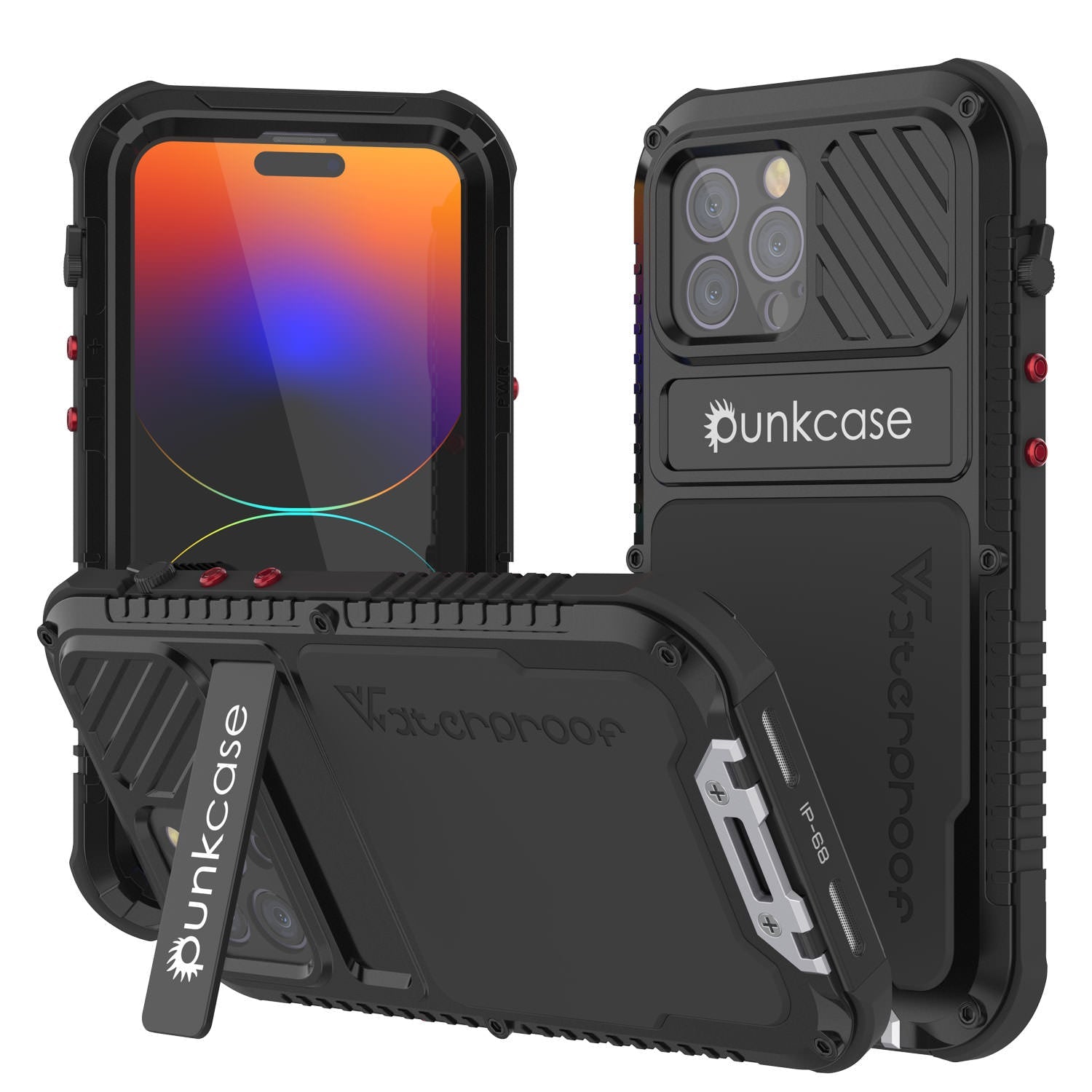 Capa de metal extrema 3.0 para iPhone 14 Pro Max, resistente e à prova de choque, capa de armadura de grau militar resistente à água em alumínio [preto]